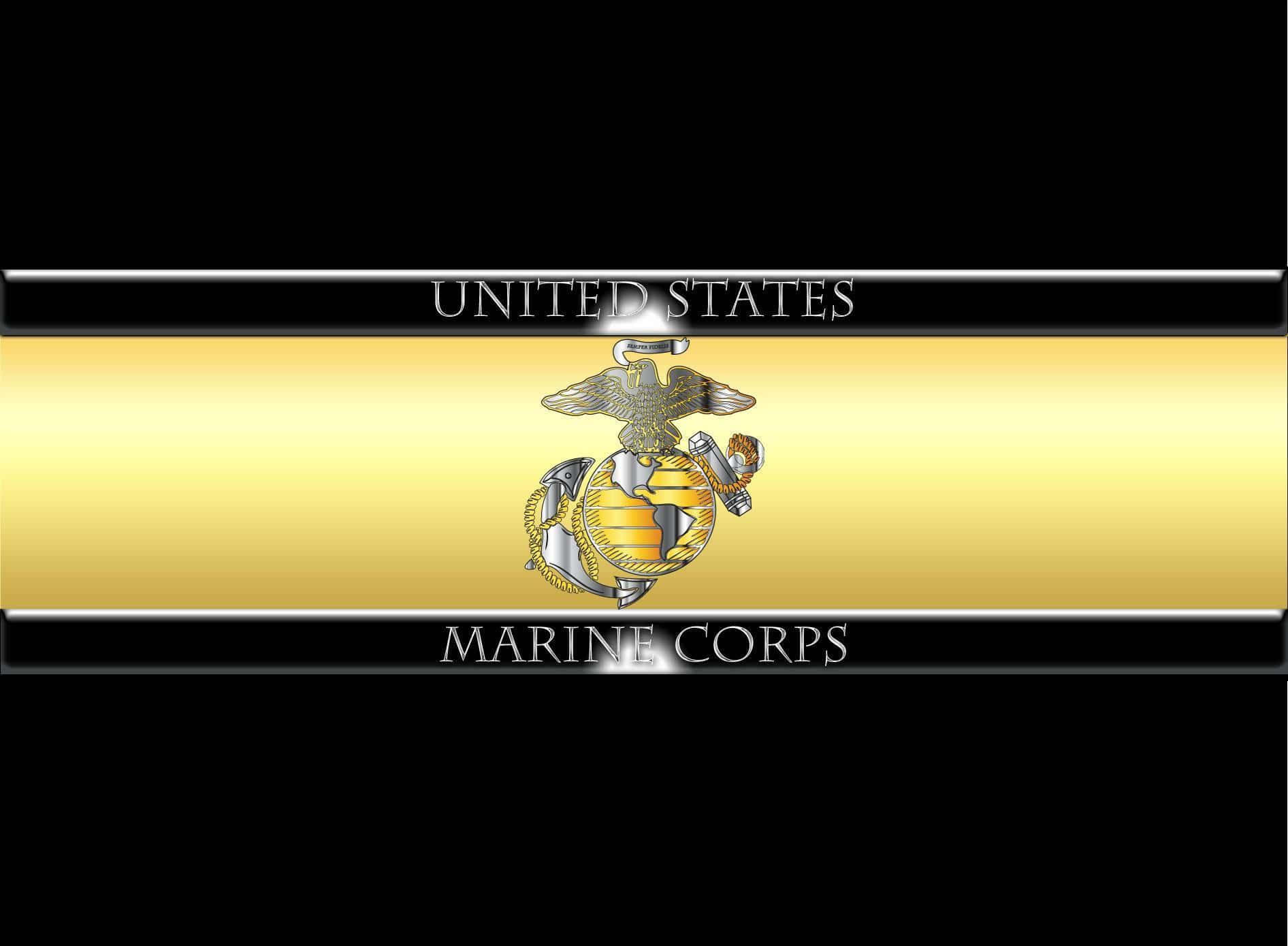 Us Marine Corps Emblem On A Gold Background Background