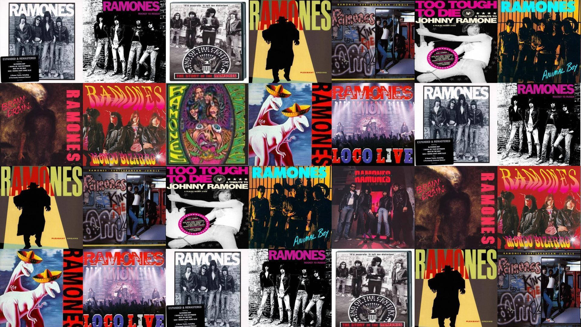 Us Punk Rock Group Ramones Album Covers Montage Illustration