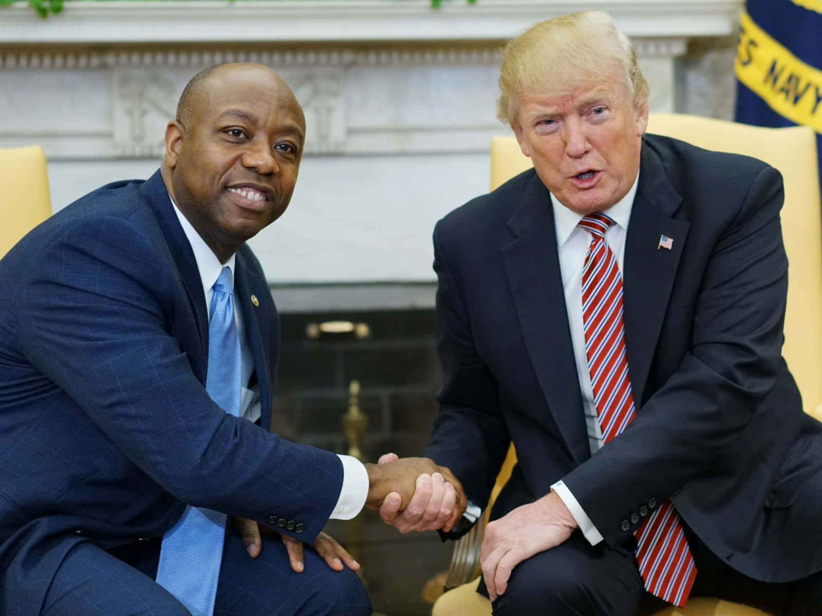 Us Senator Tim Scott Shaking Hands With Donald Trump