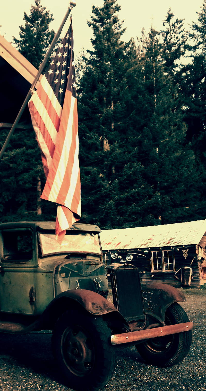 Usa Flag And Ford