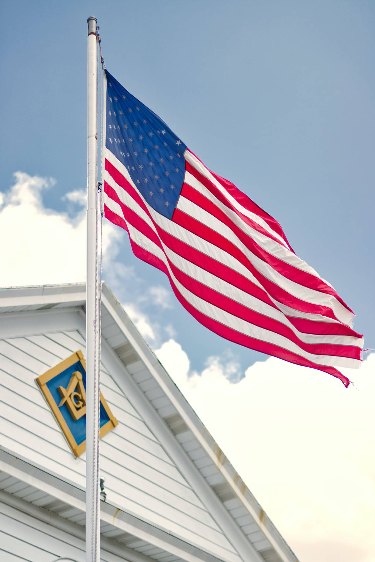 Usa Flag And Masonic Lodge