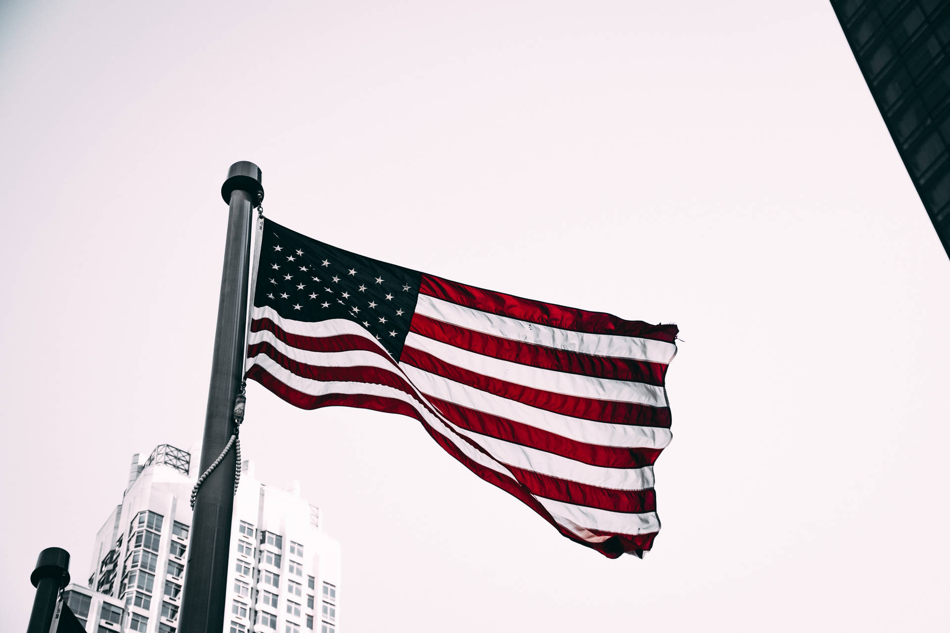 Usa Flag In City Background