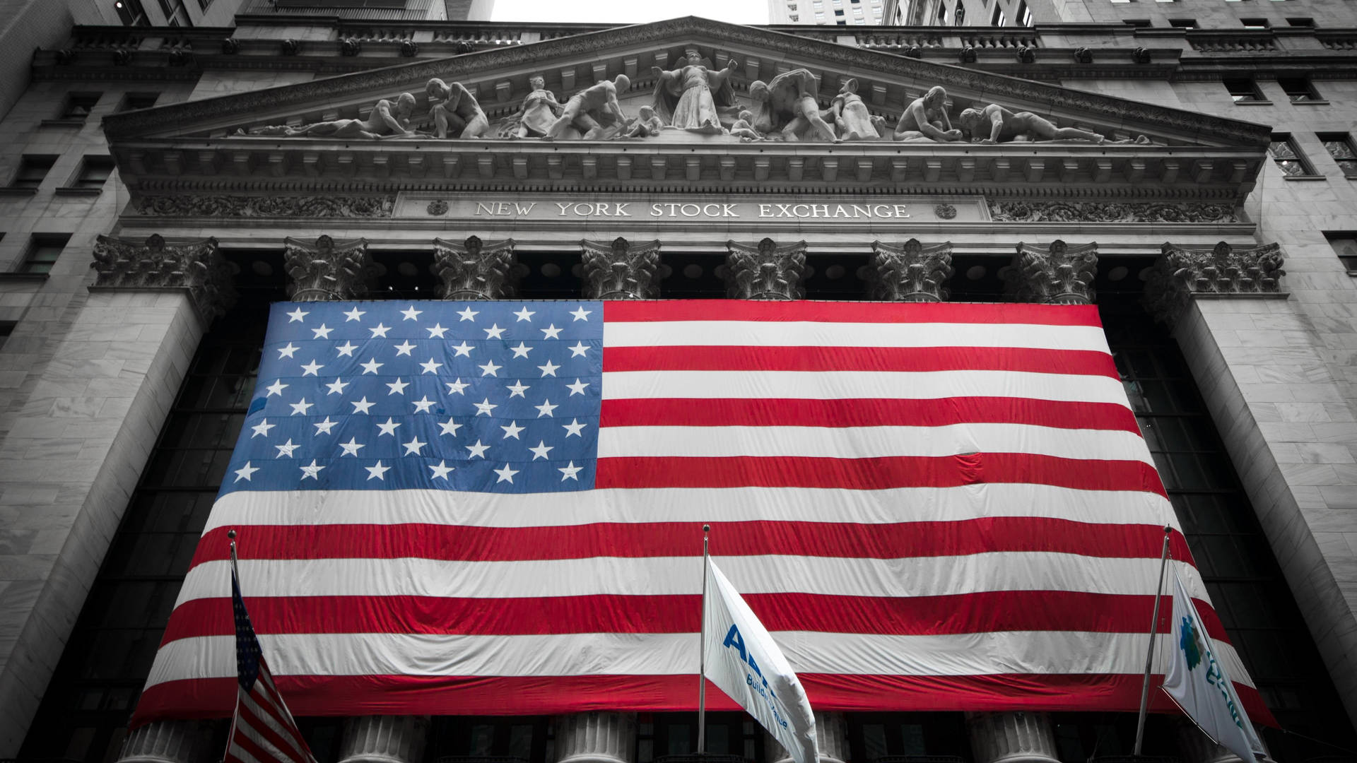 Usa Flag On Wall Street