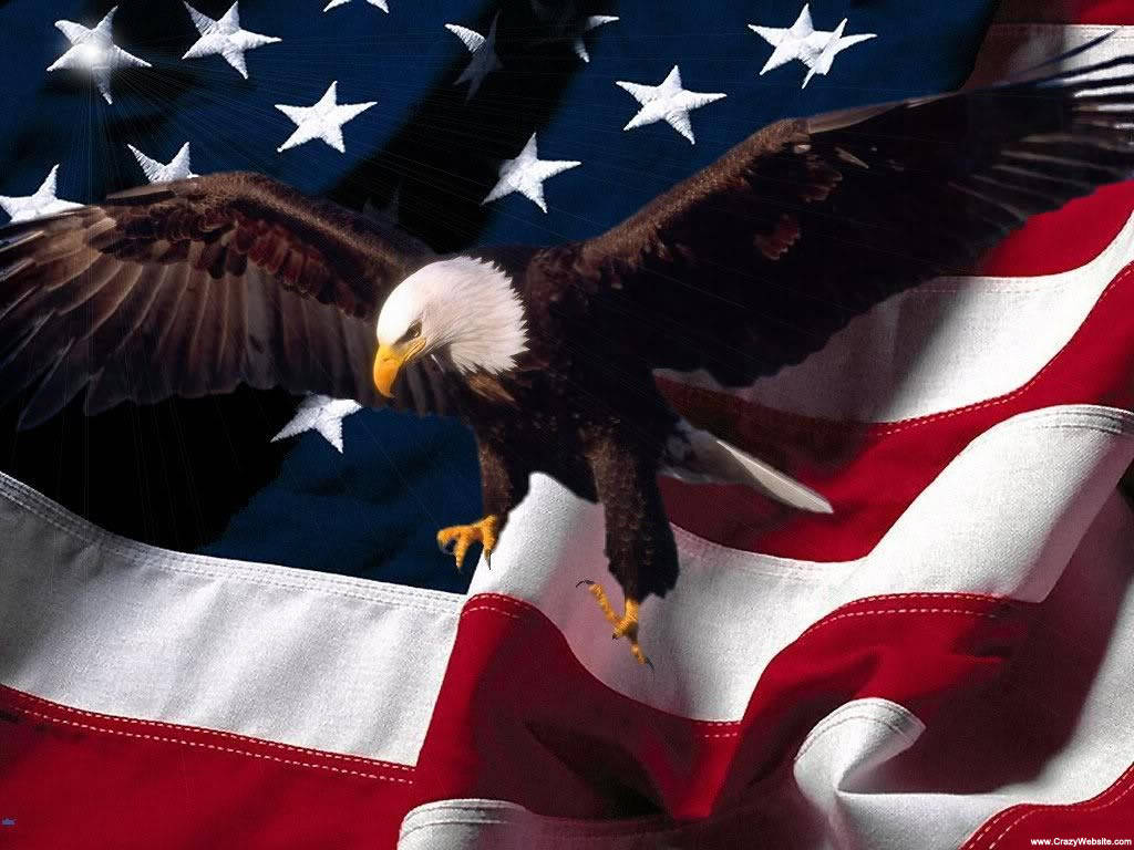 Usa Flag With Eagle Foreground