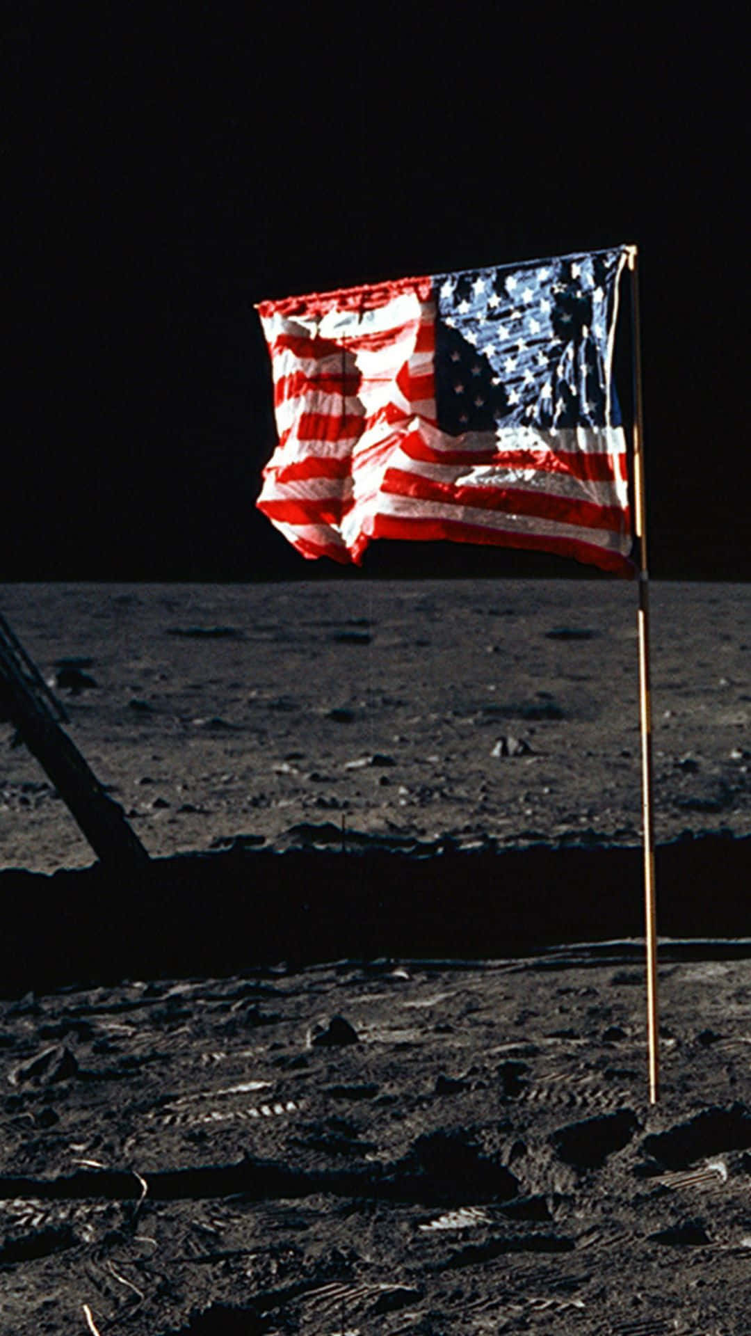 Usa Iphone Flag On The Moon Background