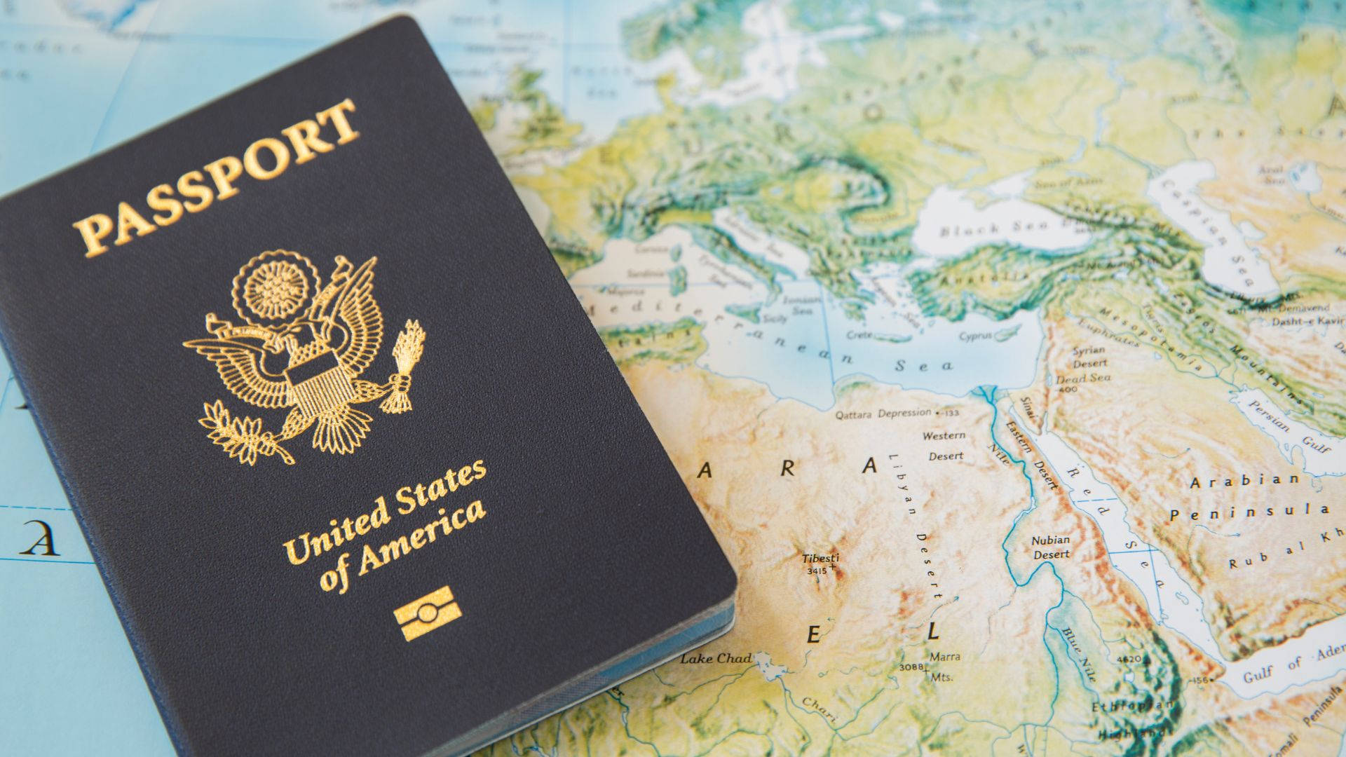 Usa Passport On World Map Background