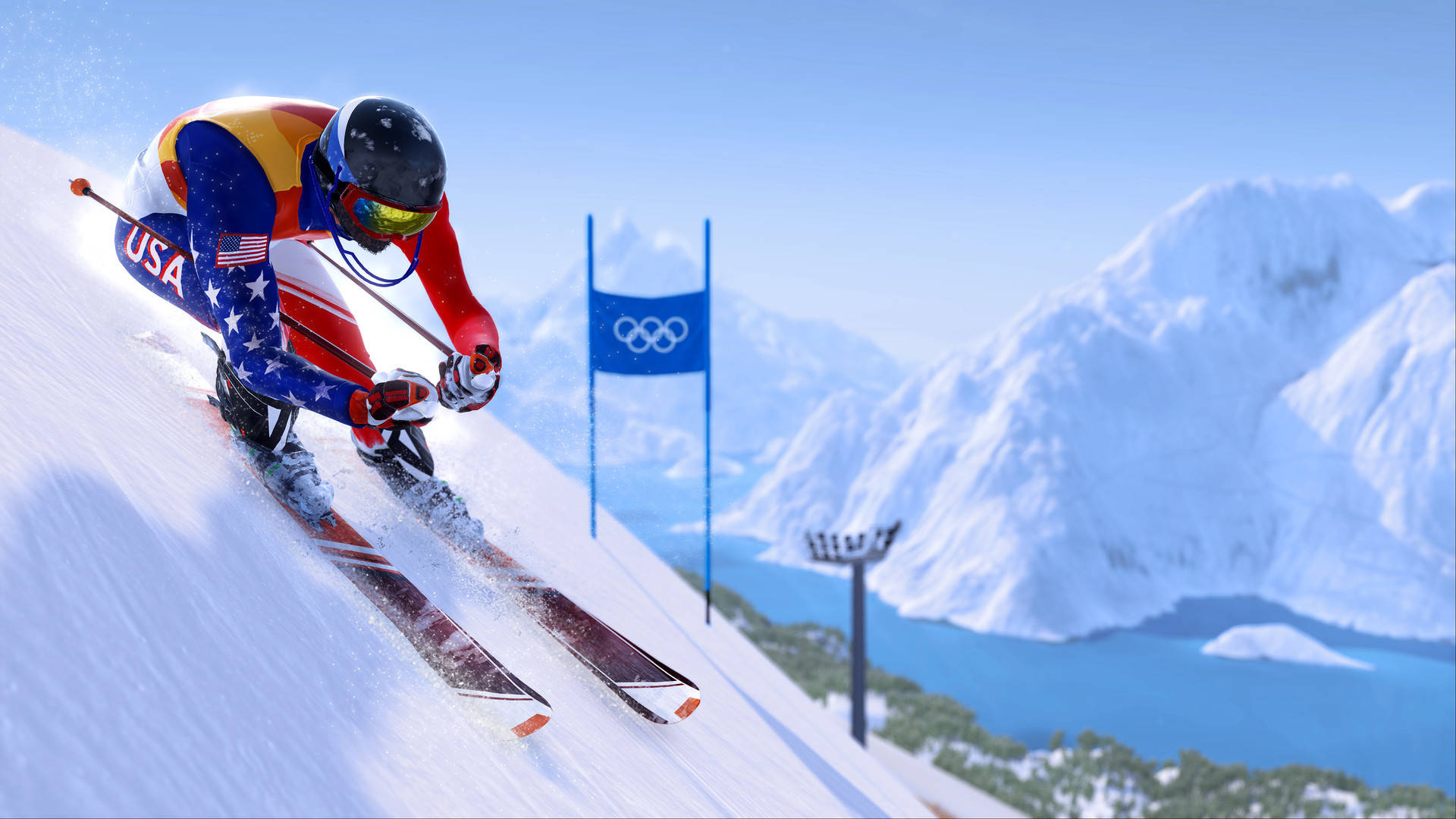 Usa Ski Racer At Winter Olympics Background