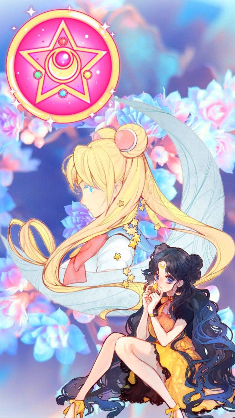 Usagi And Luna Human From Sailor Moon Iphone Background