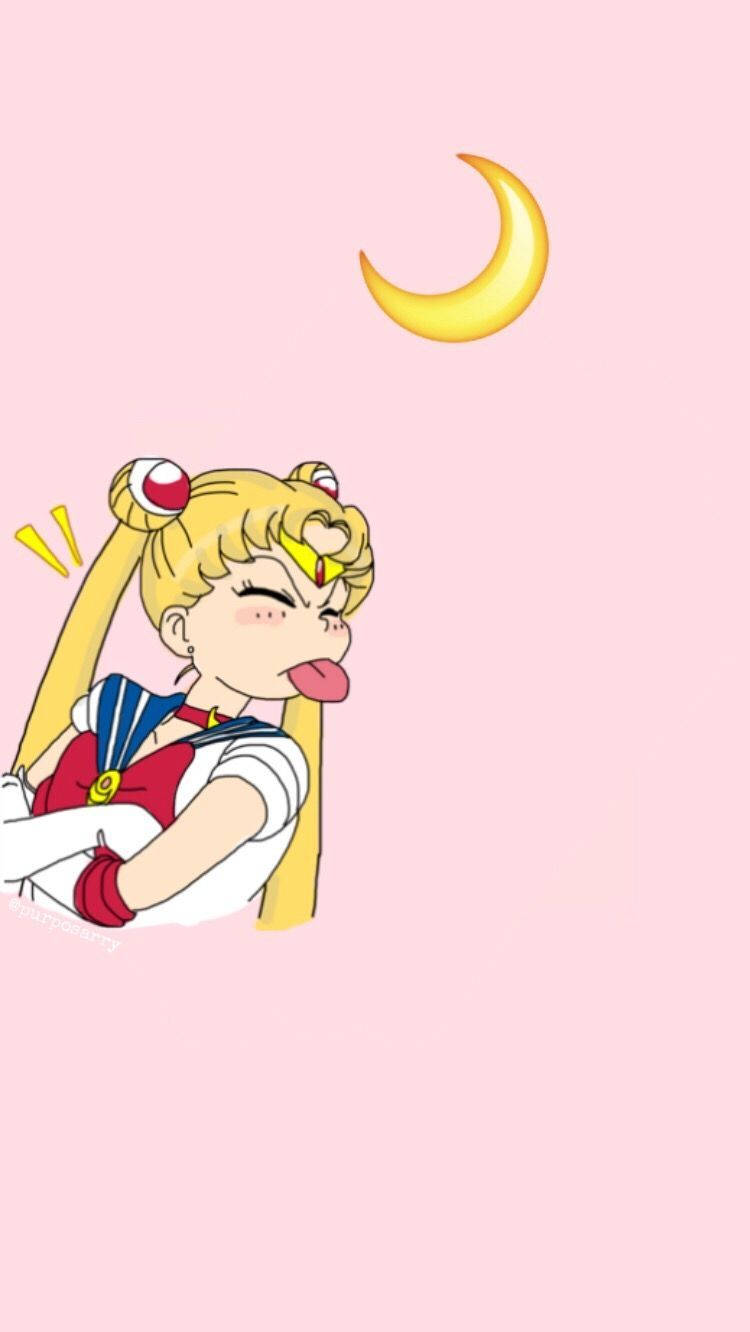 Usagi Sticking Her Tongue Out Sailor Moon Iphone Background