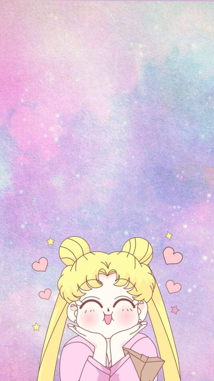 Usagi Surrounded By Hears Sailor Moon Iphone Background