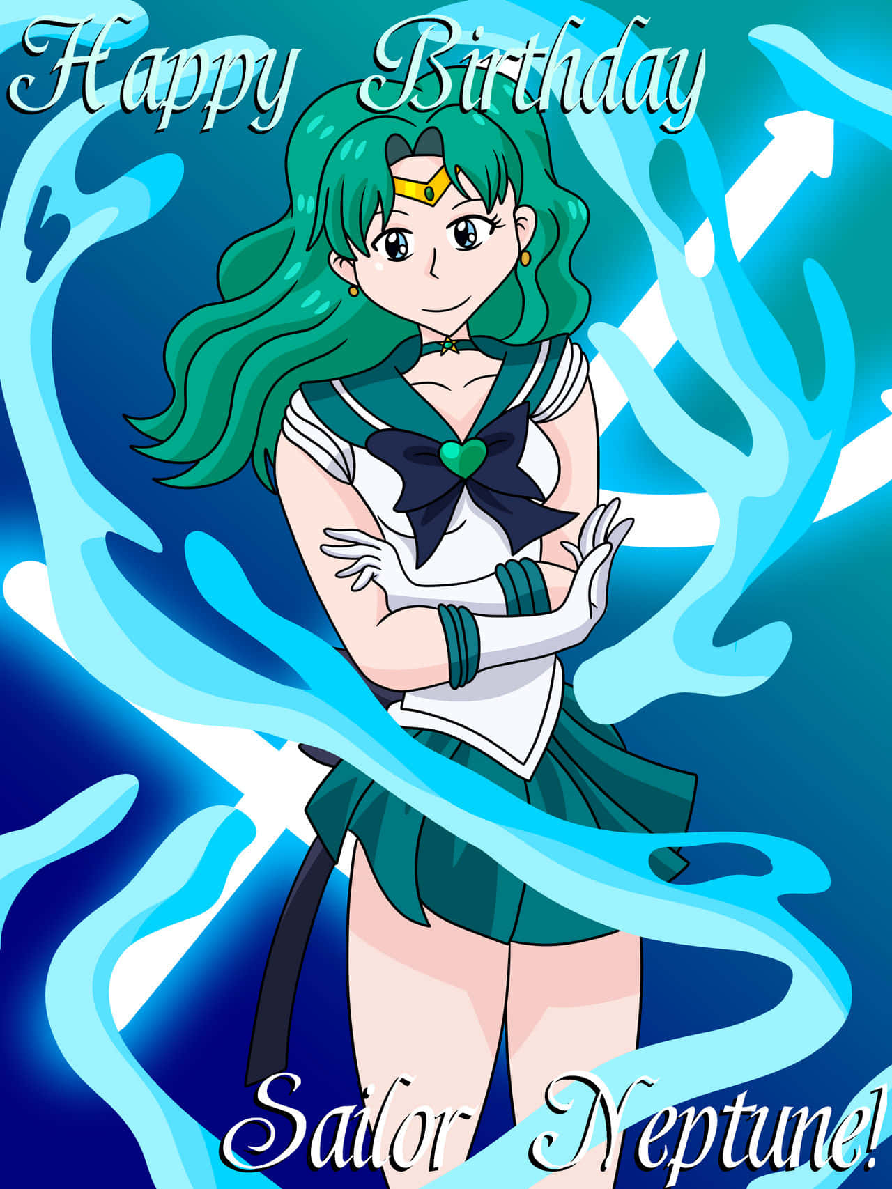 Usagi Tsukino Becomes The Heroic Sailor Neptune Background