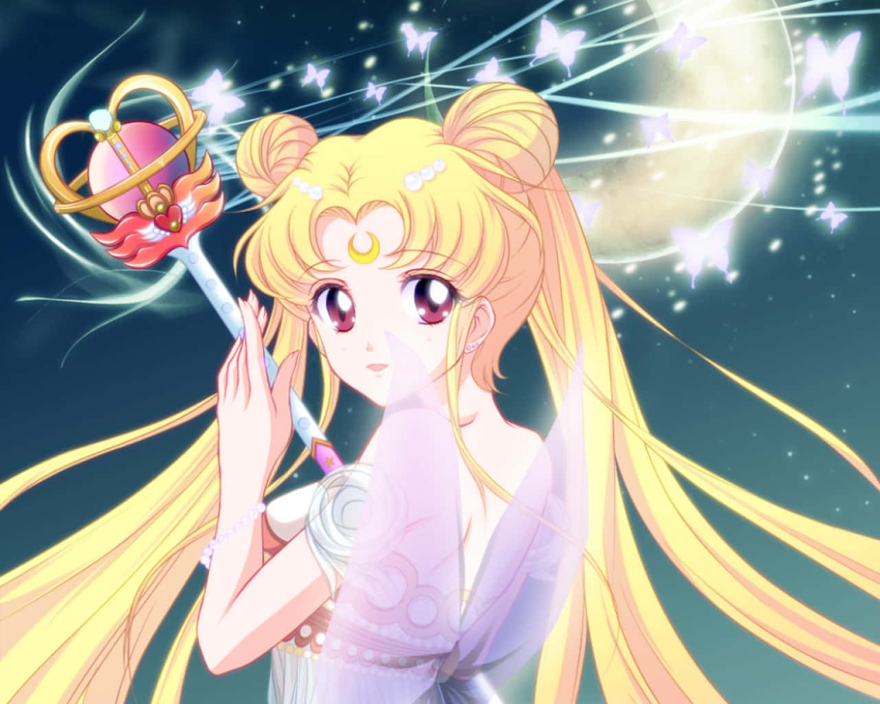 Usagi Tsukino Transformed As Sailor Moon, Ready For Battle Background