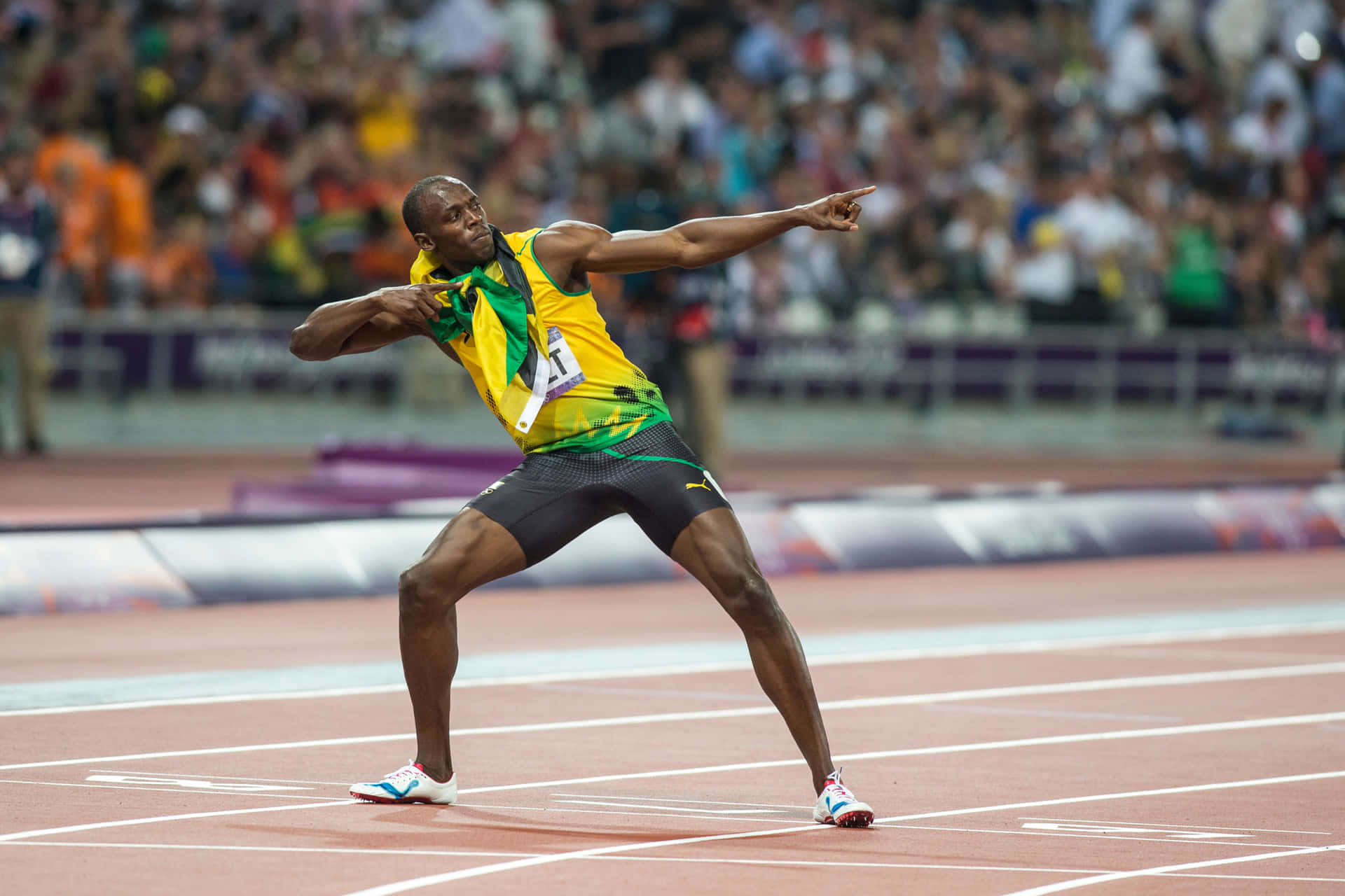 Usain Bolt In Yellow Doing Pose