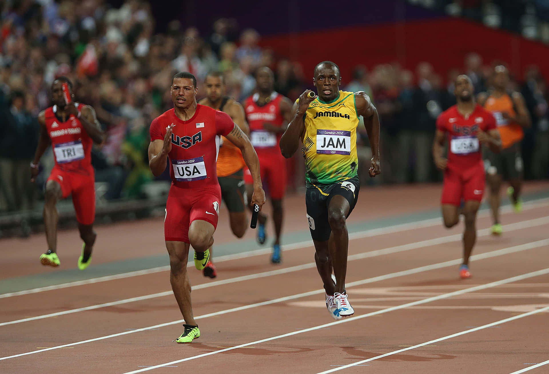 Usain Bolt Running In Race Desktop Background