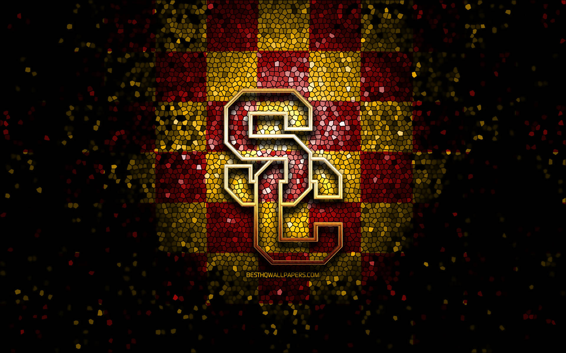 Usc Football Cracked Shiny Tiles Background