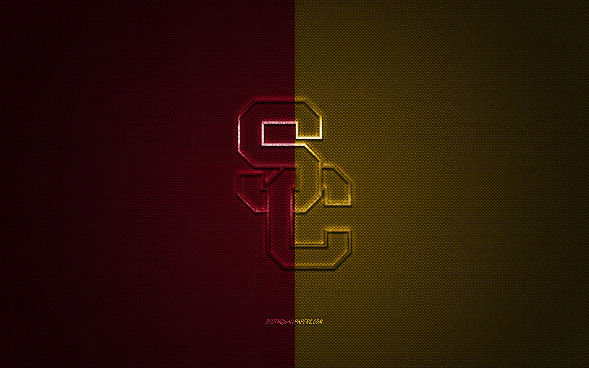 Usc Football Red Yellow Metallic Background