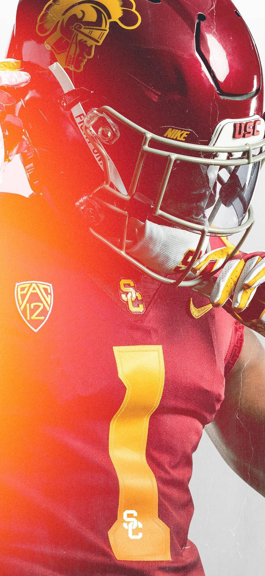 Usc Football Sunlight On Player Background