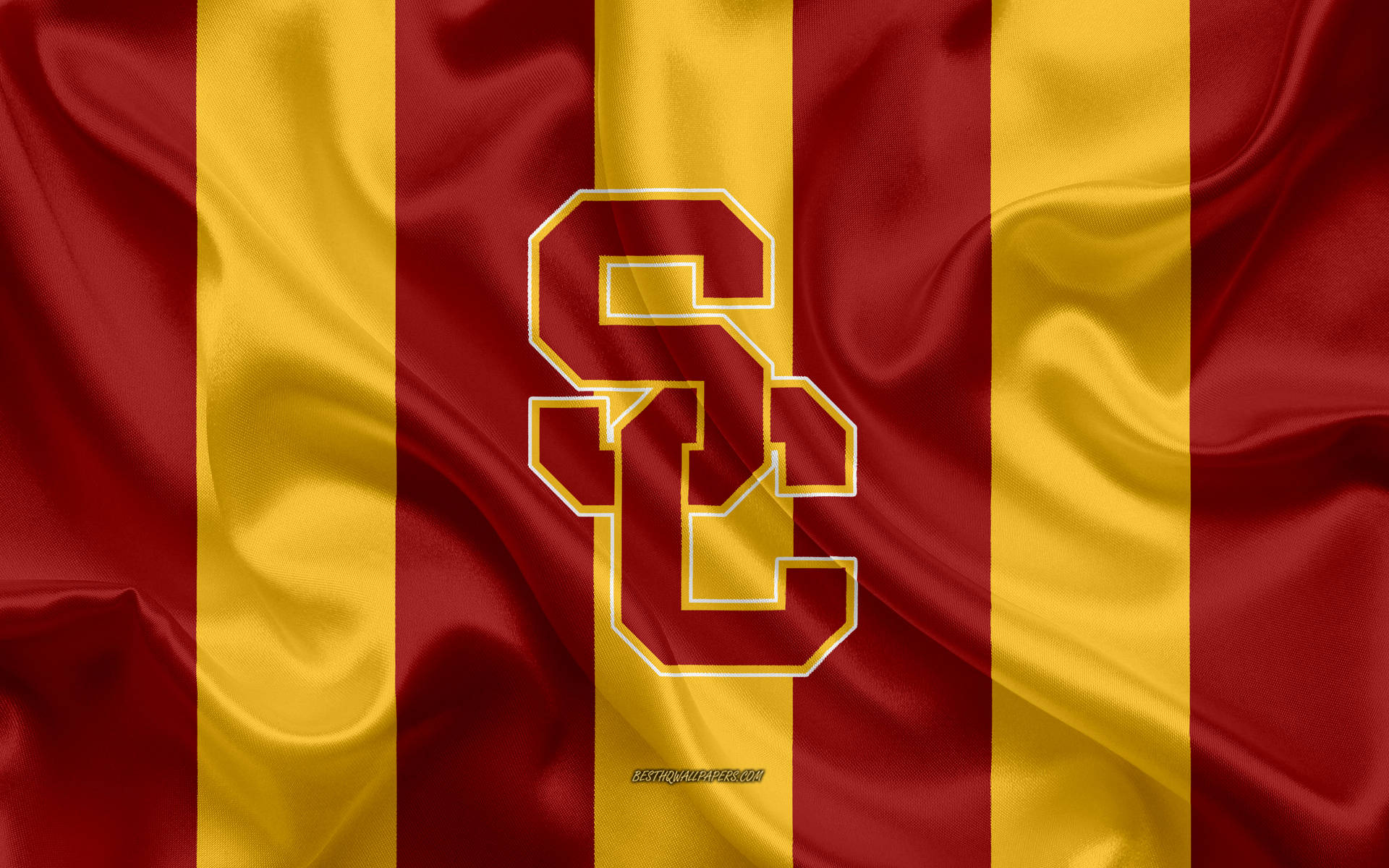 Usc Football Wrinkled Flag Background