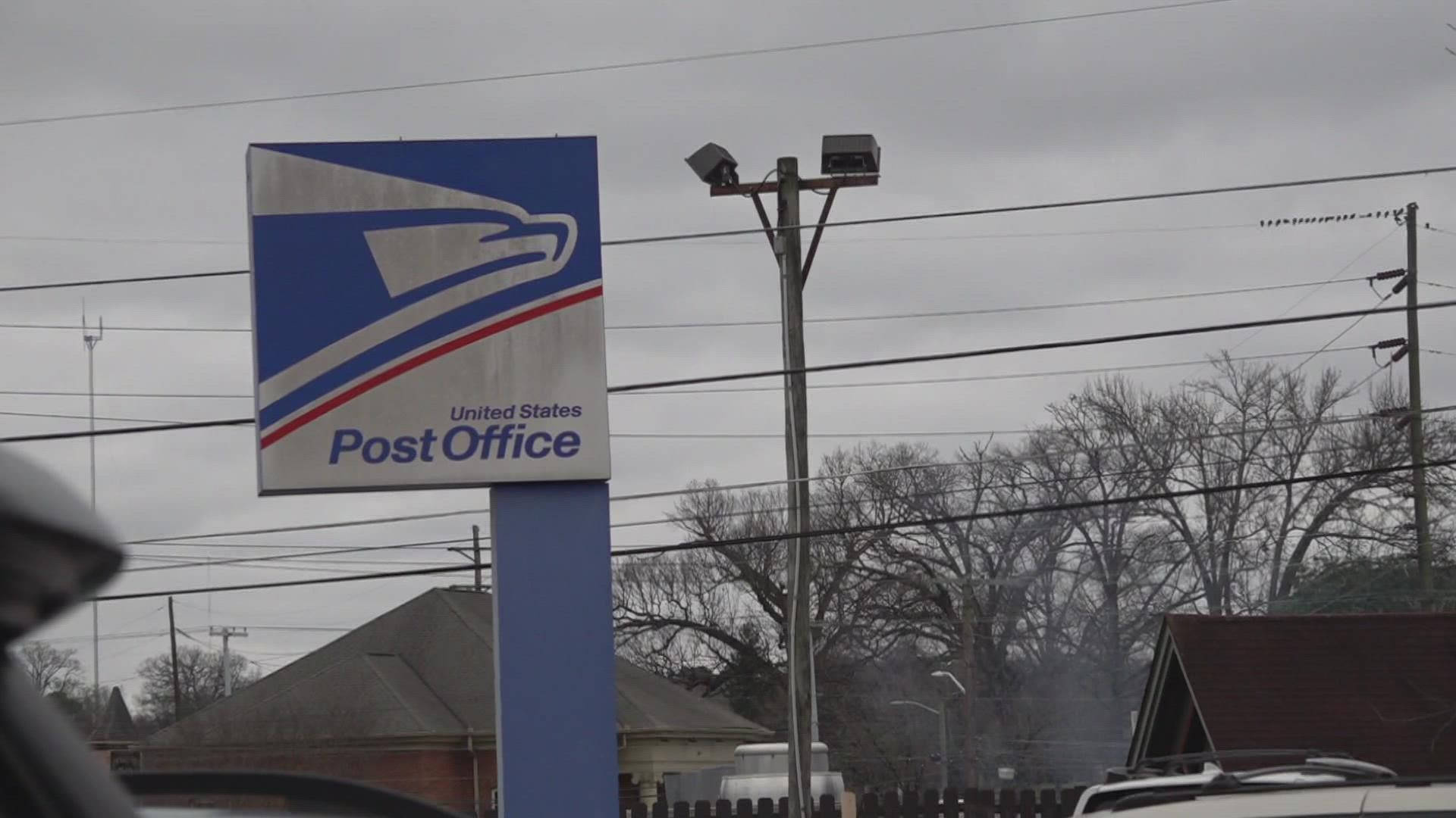 Usps Sign At Post Office Background