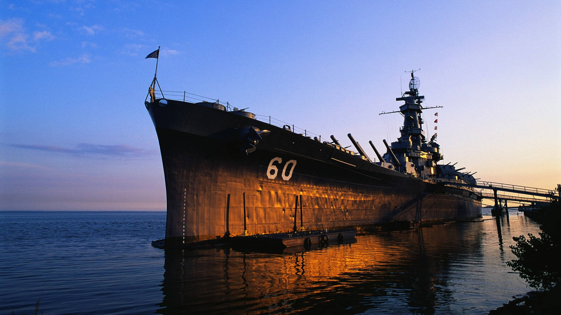 Uss Alabama Battleship Sunset Background