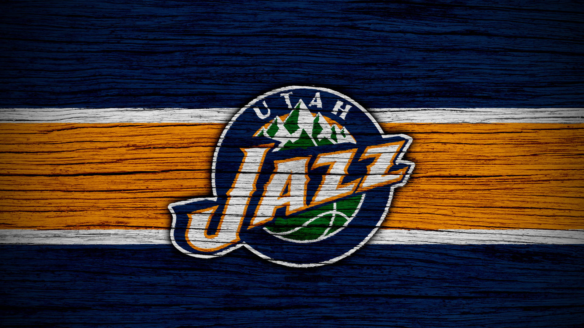 Utah Jazz Emblem On Wood Background