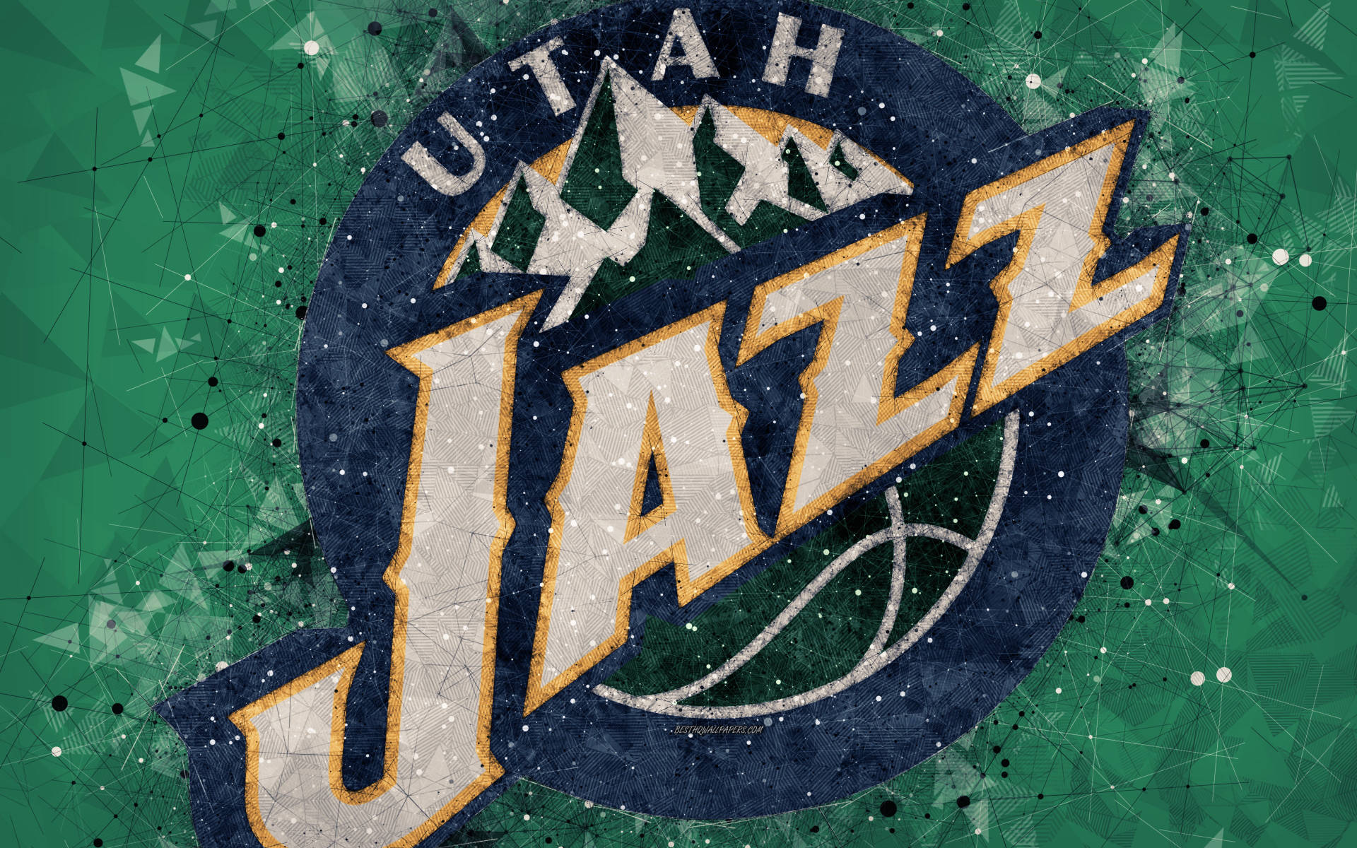 Utah Jazz Green Polygon Texture Background