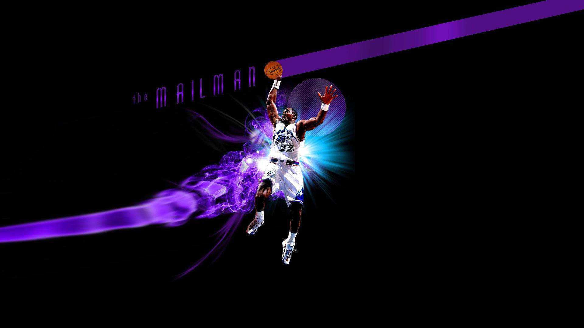 Utah Jazz Karl Malone In Digital Background
