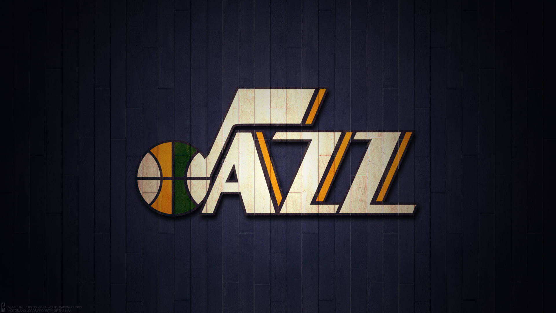 Utah Jazz Logo On Wood Floor Background