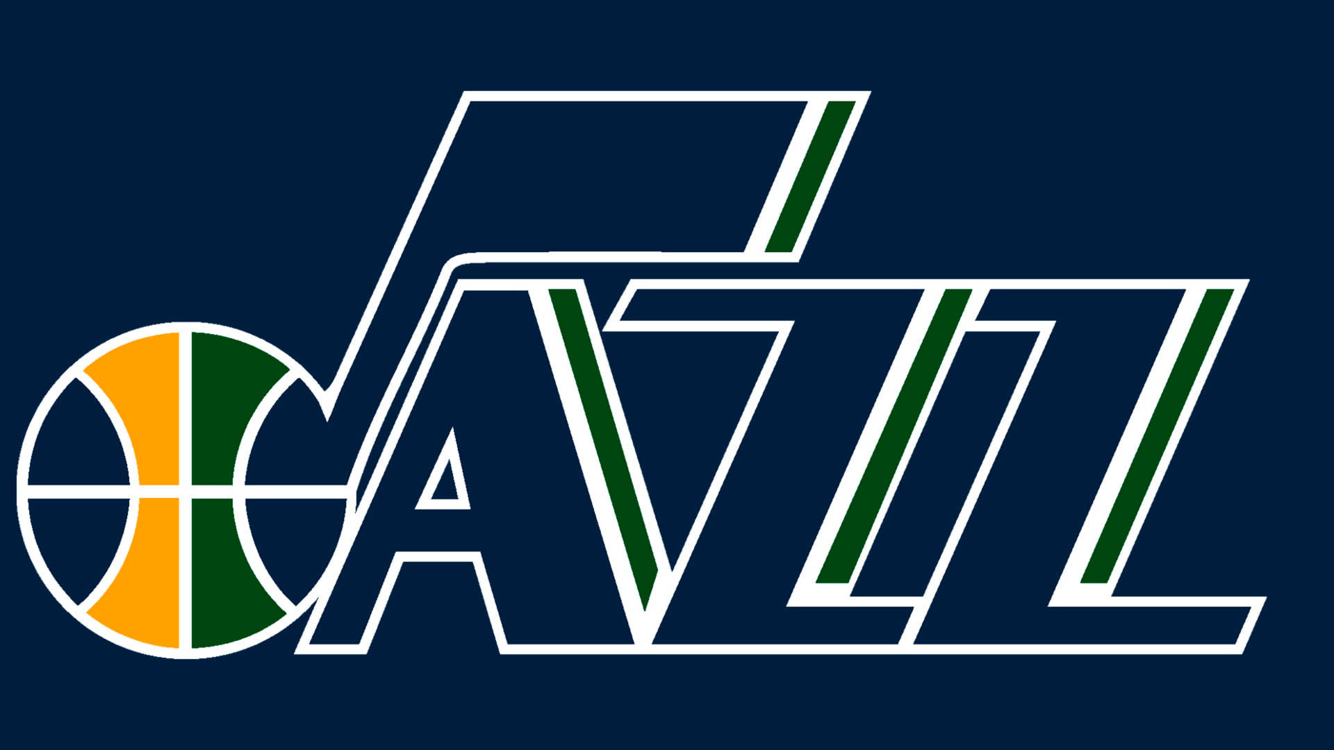 Utah Jazz Name Logo On Blue Background