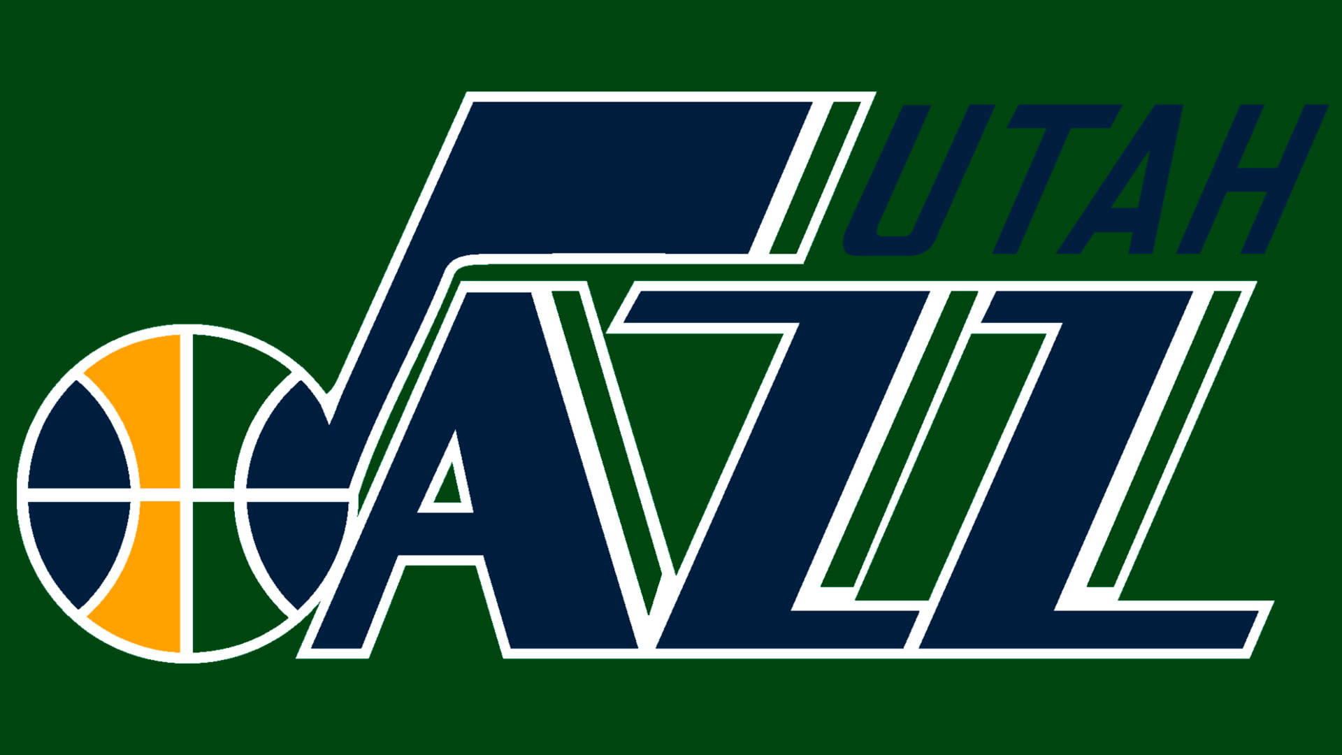 Utah Jazz Name Logo On Green