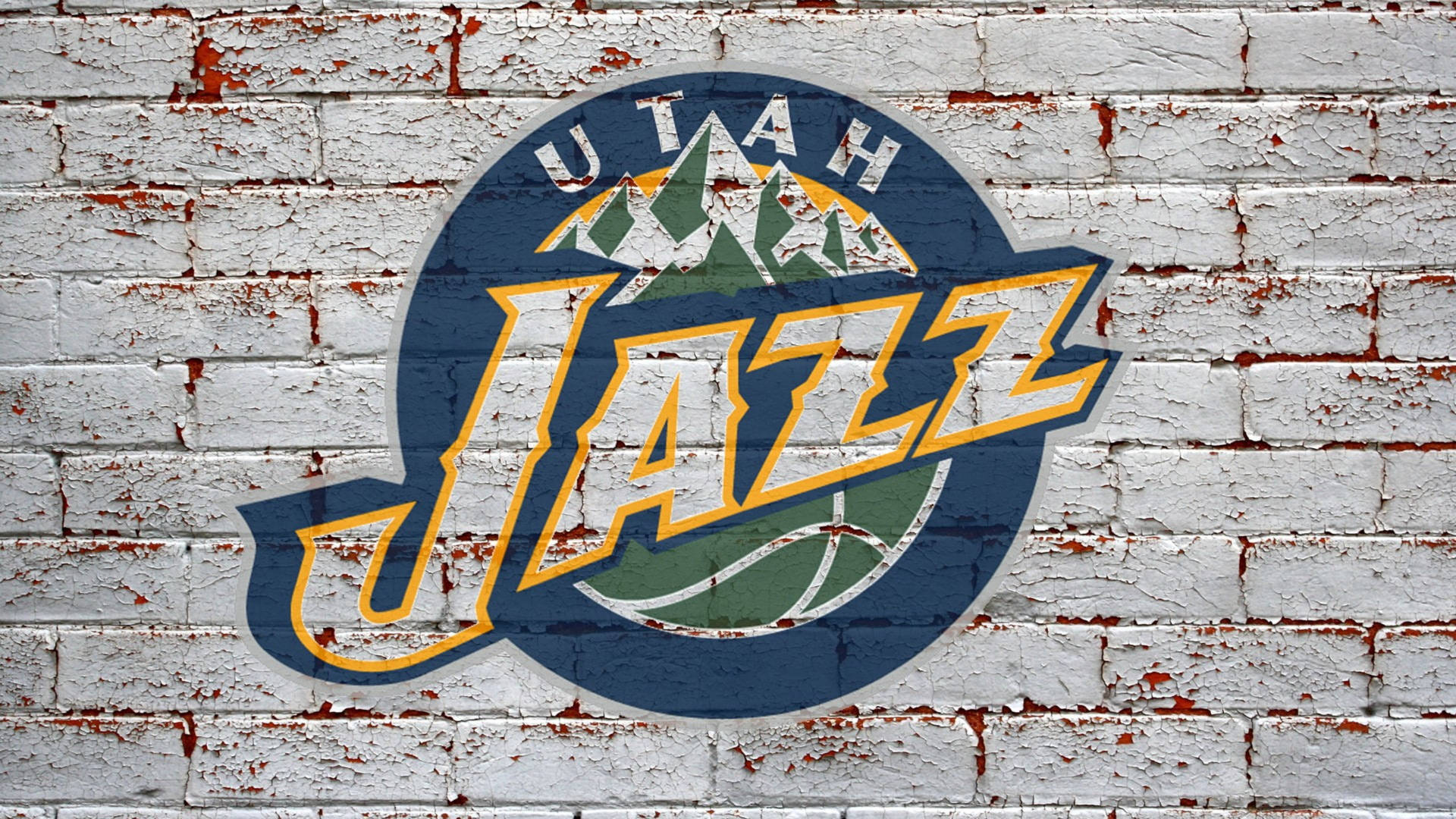 Utah Jazz On Brick Wall Background