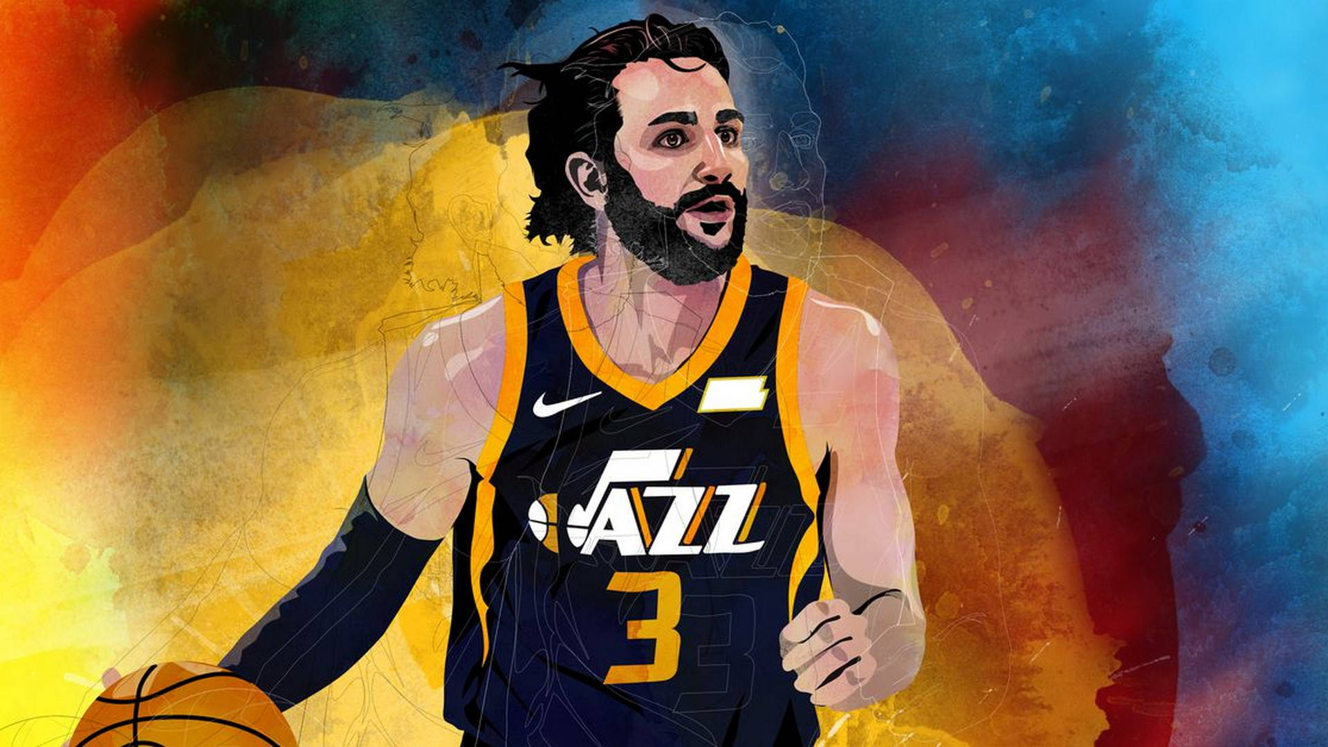 Utah Jazz Ricky Rubio Artwork Background