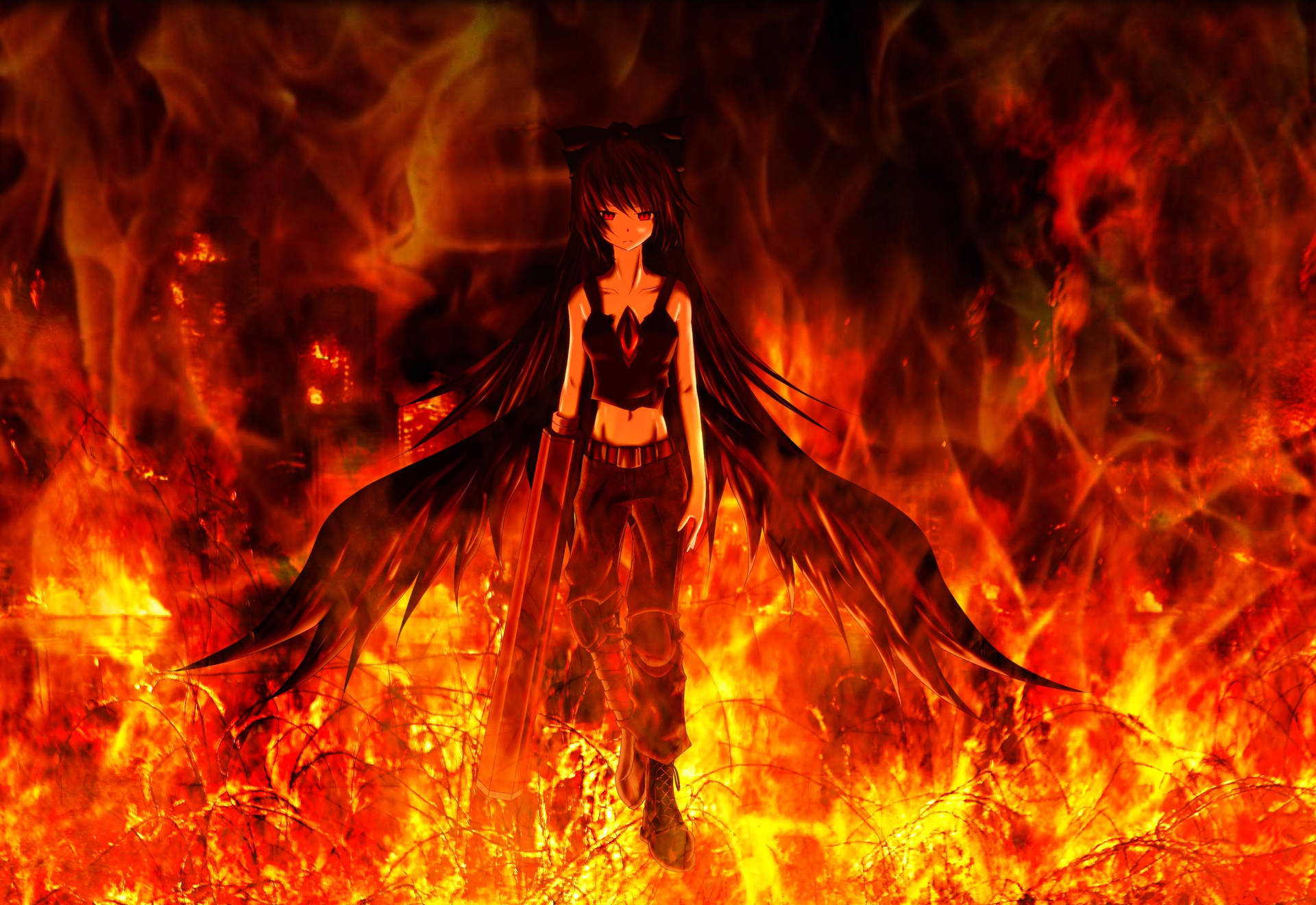 Utsuho Reiuji Fire Anime Background