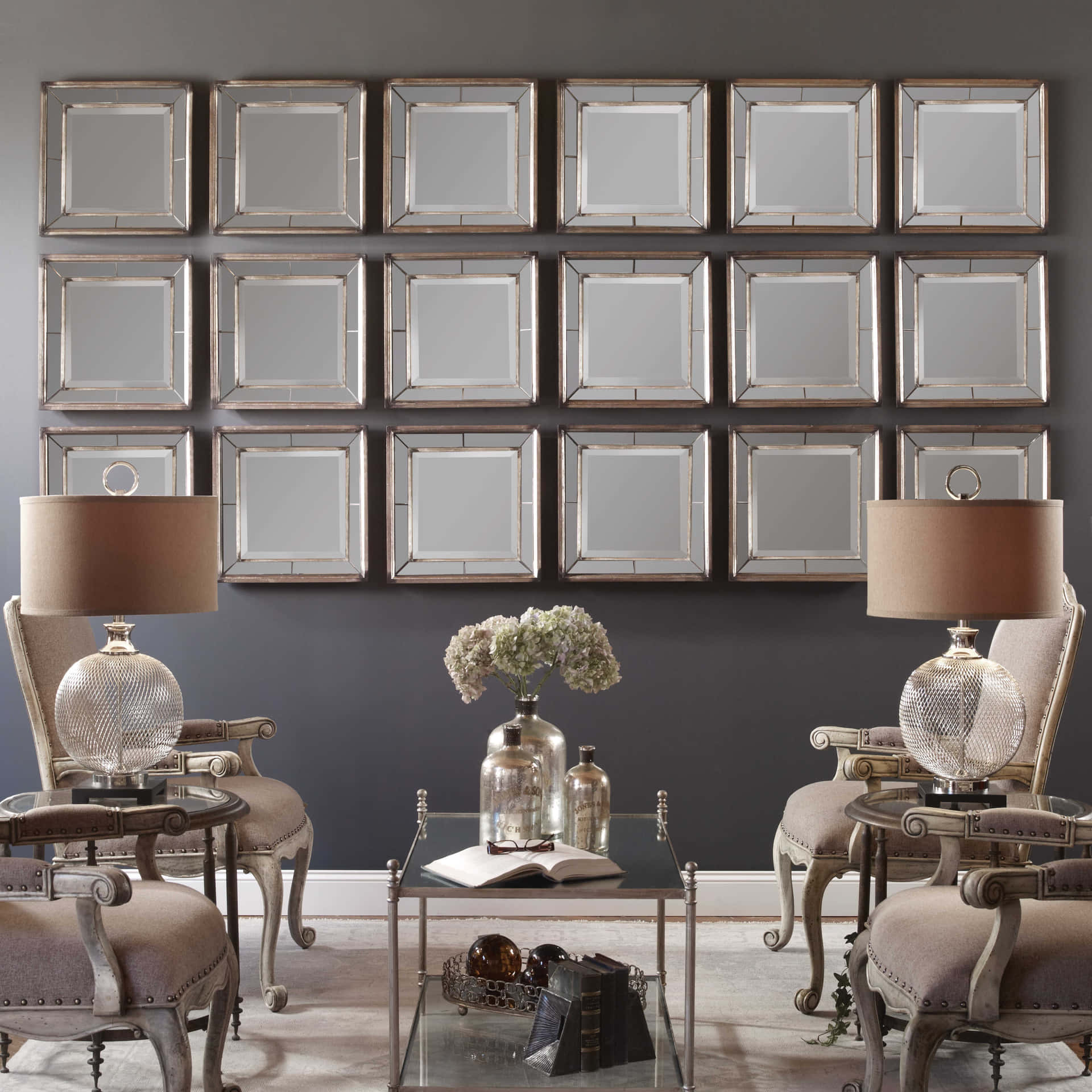 Uttermost Davion Squares Silver Mirror Set/2 13555 B Background