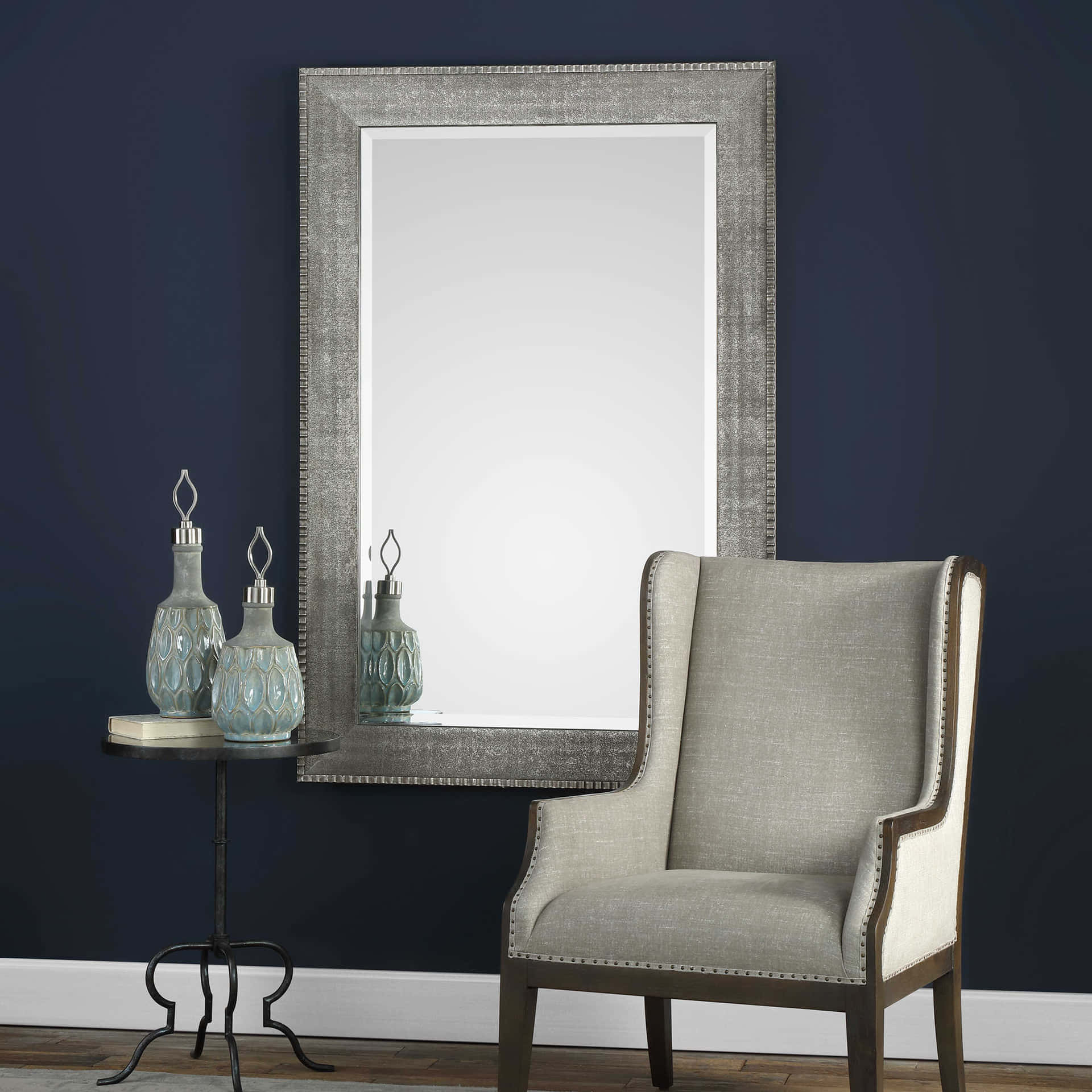 Uttermost Leiston Metallic Silver Mirror 09370 Background