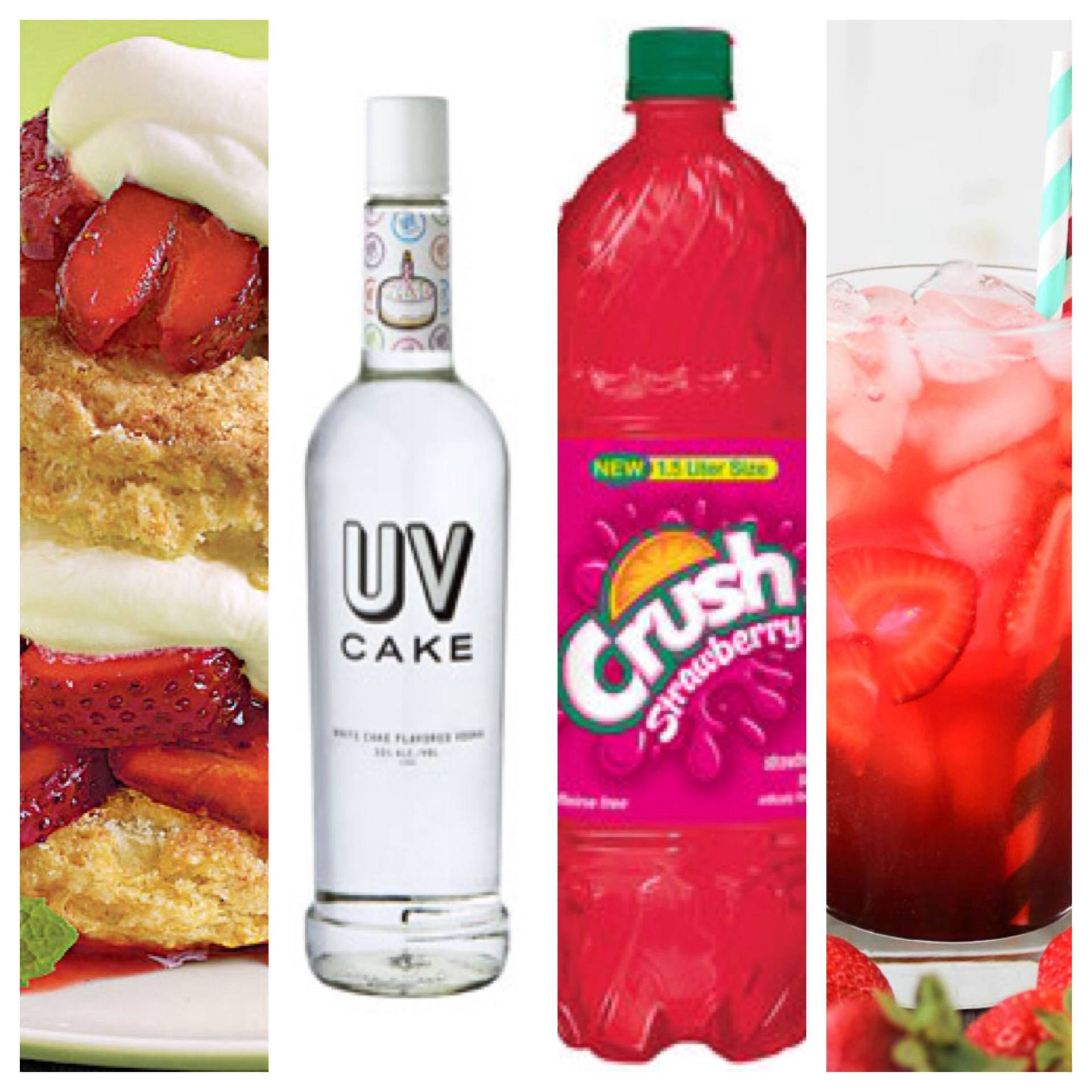 Uv Vodka Cake And Crush Strawberry Background