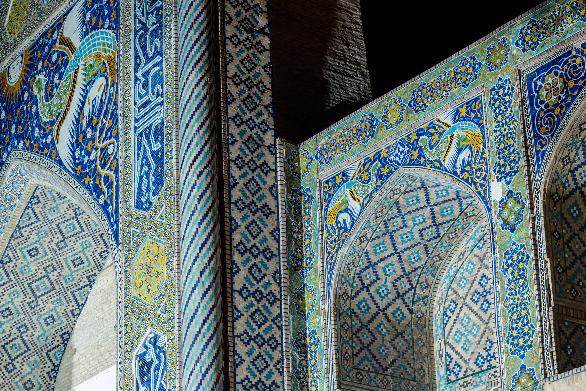 Uzbekistan Bukhara Mosque Mosaic Tiles Background
