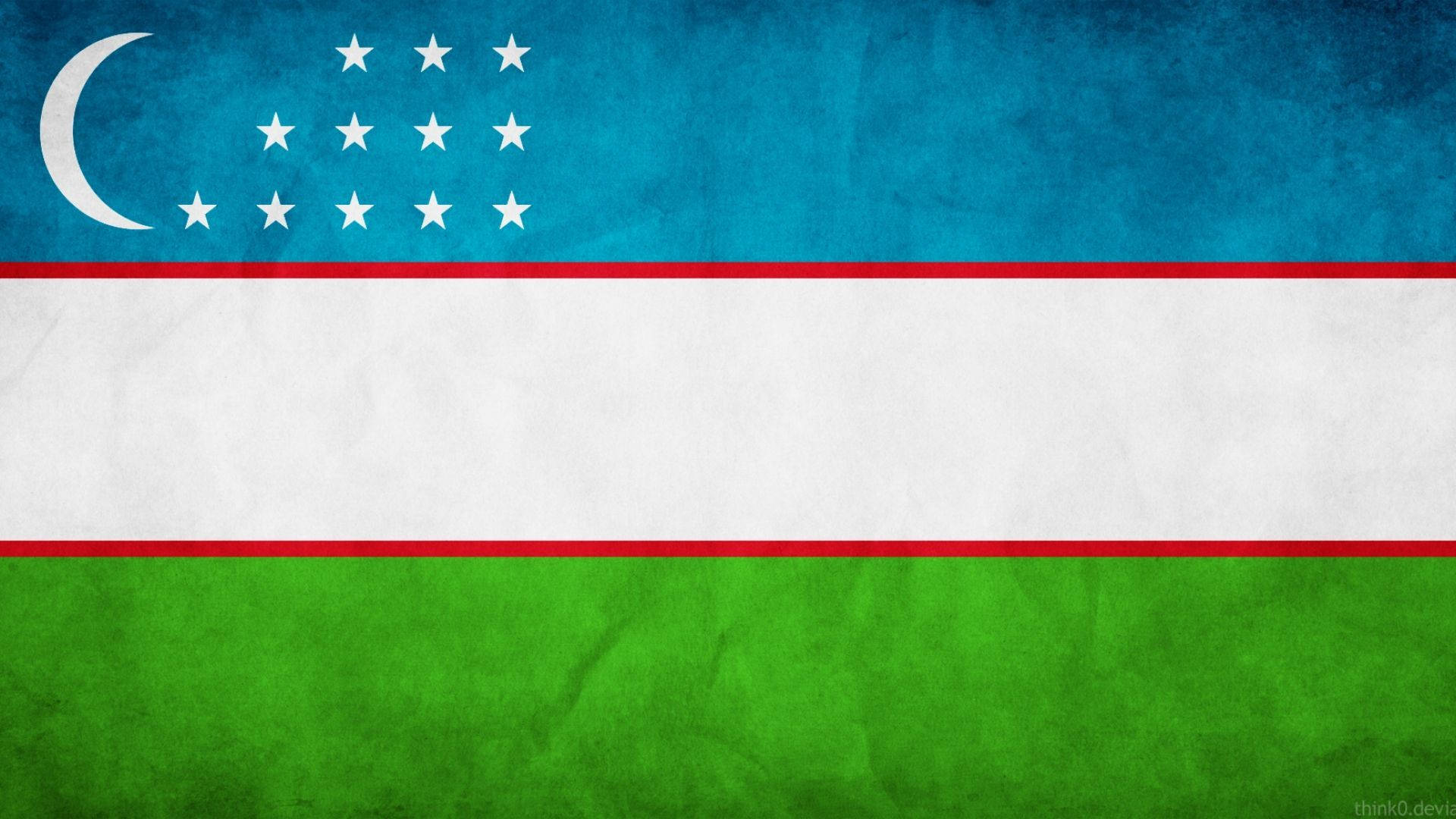 Uzbekistan Flag With Crescent Moon Background