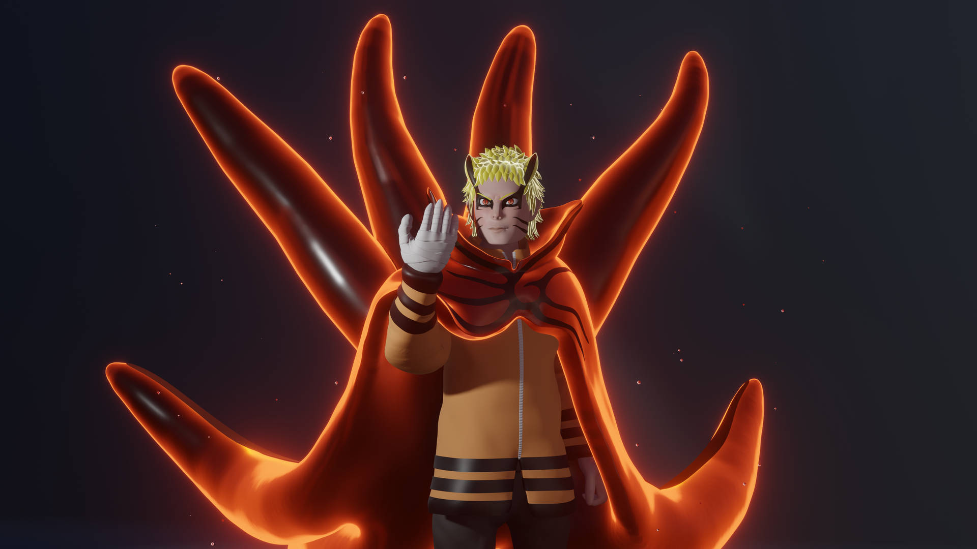 Uzumaki Naruto In Baryon Mode Fighting Stance Background