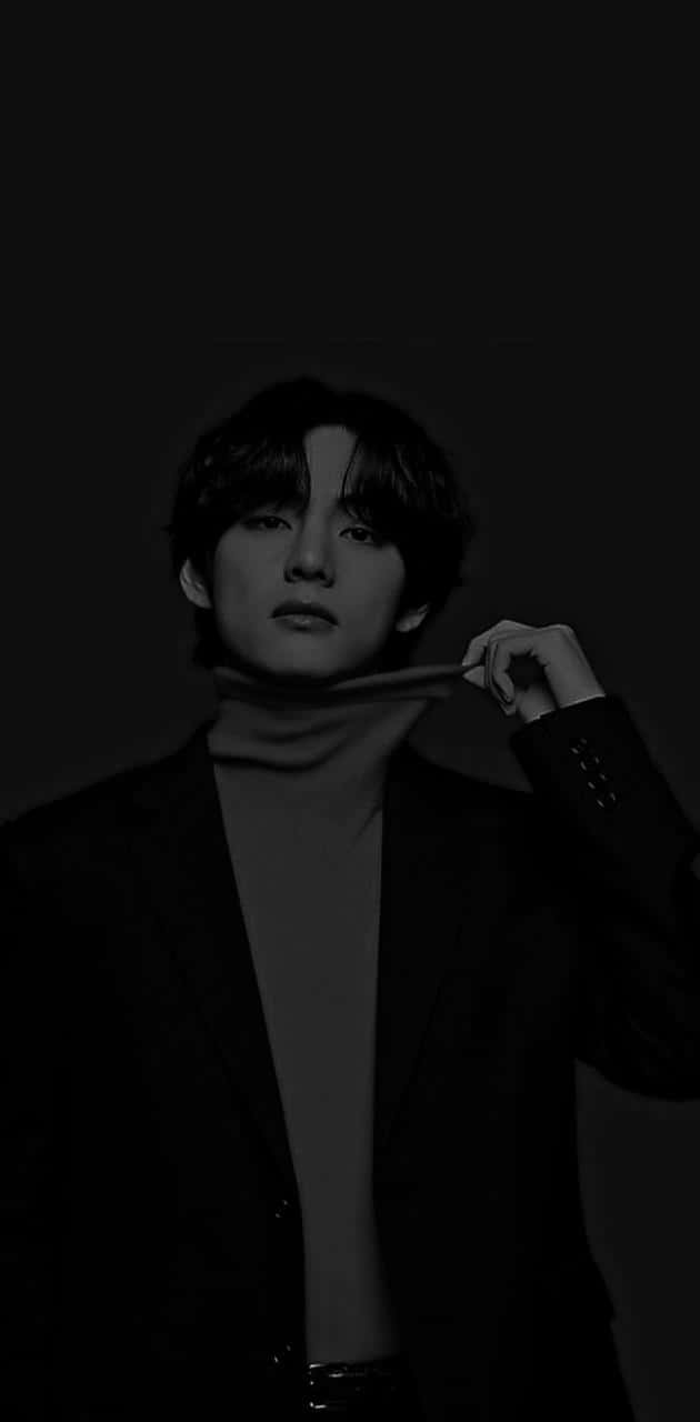 V Bts Phone In Dark Mode Background