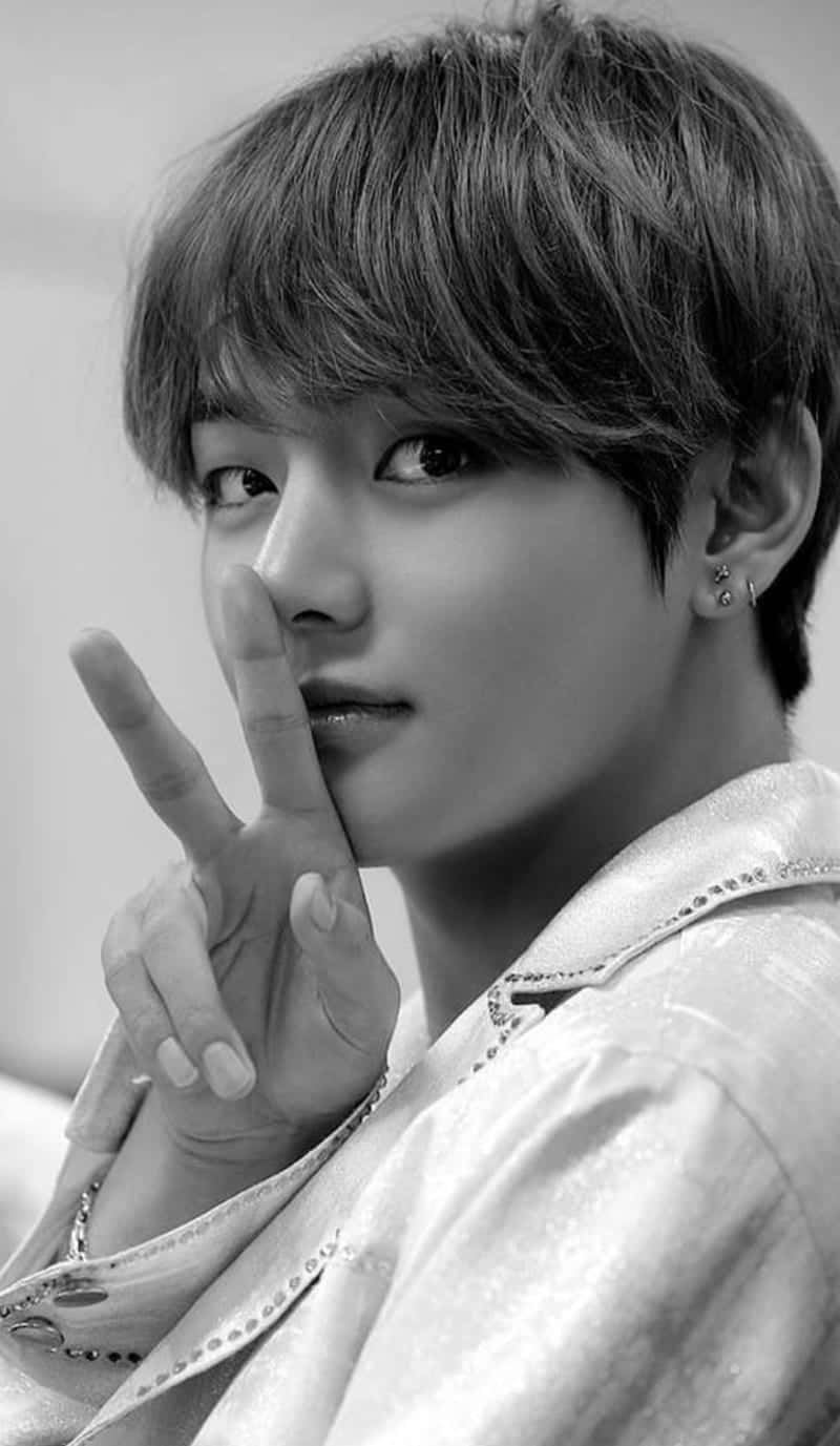 V Bts Phone In Gray Scale Background