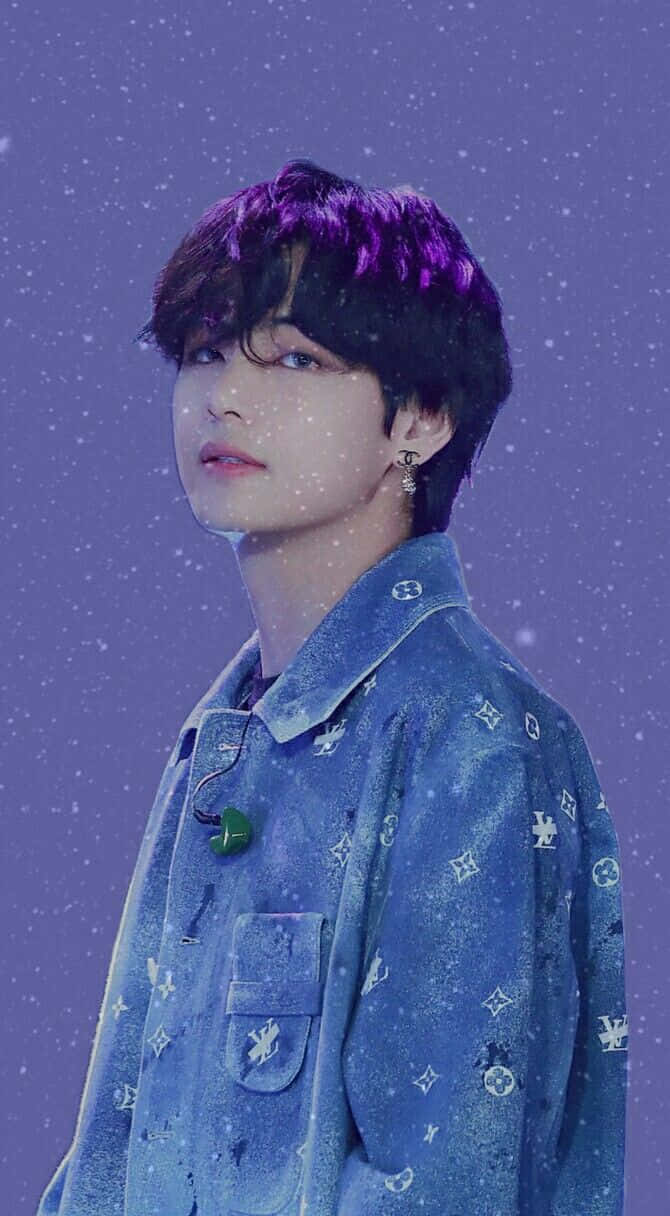 V Bts Phone In Plain Style Background