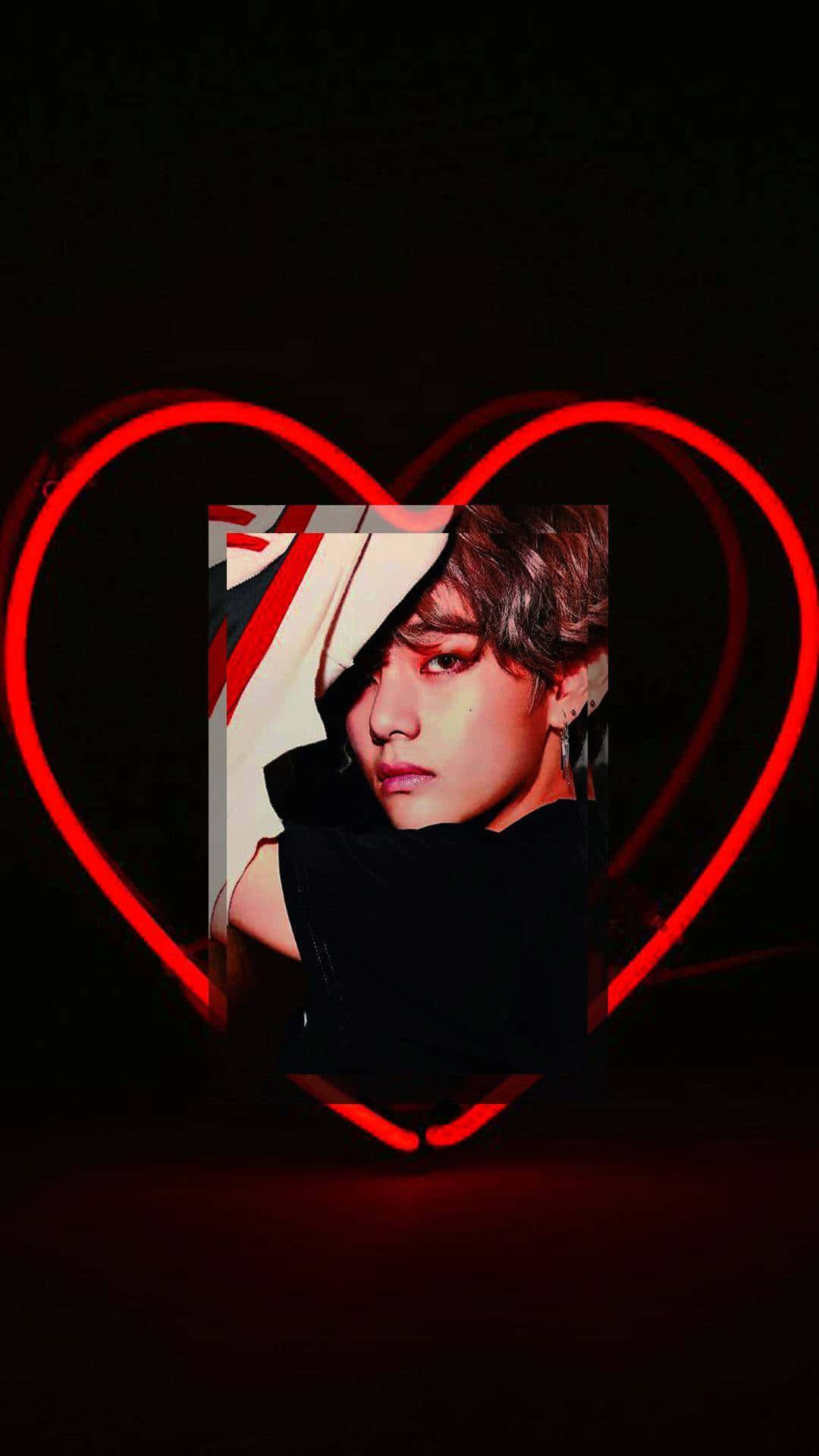 V Bts Phone With A Heart Background