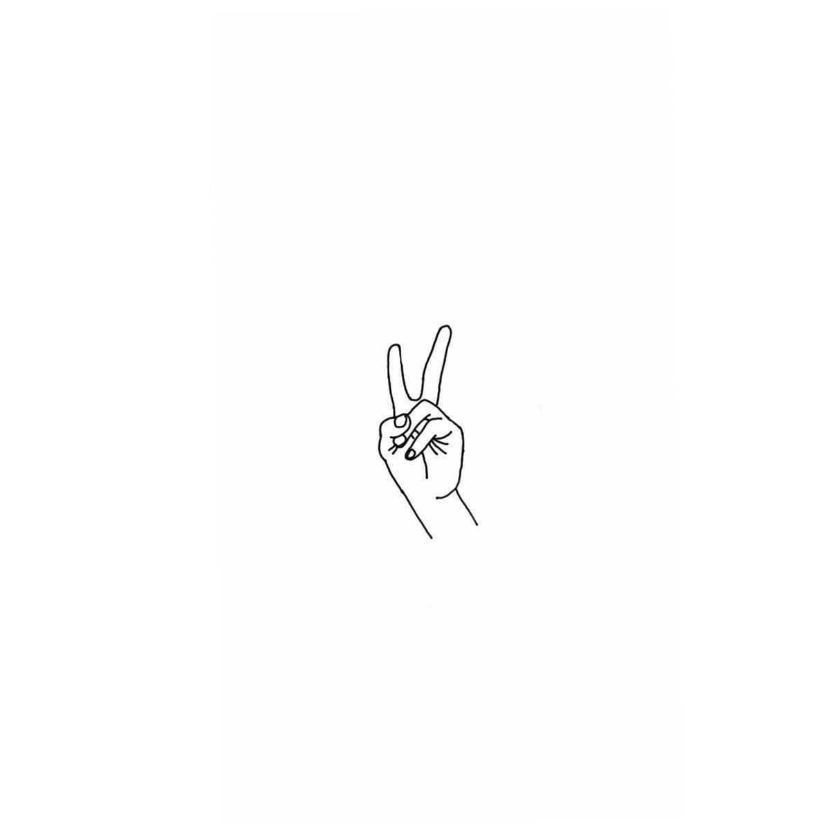 V-sign In Cute White Aesthetic Background