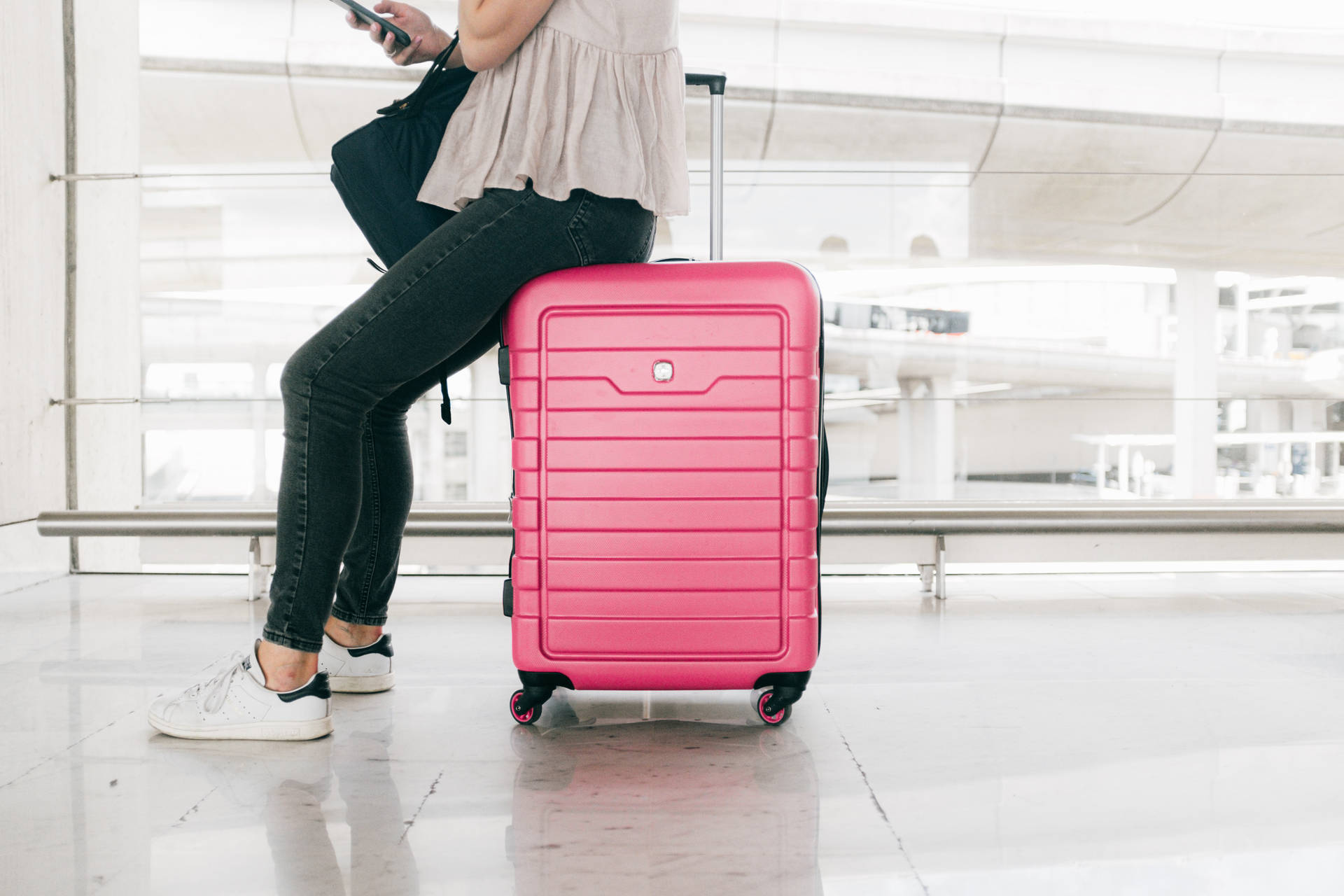 Vacation Pink Suitcase Background