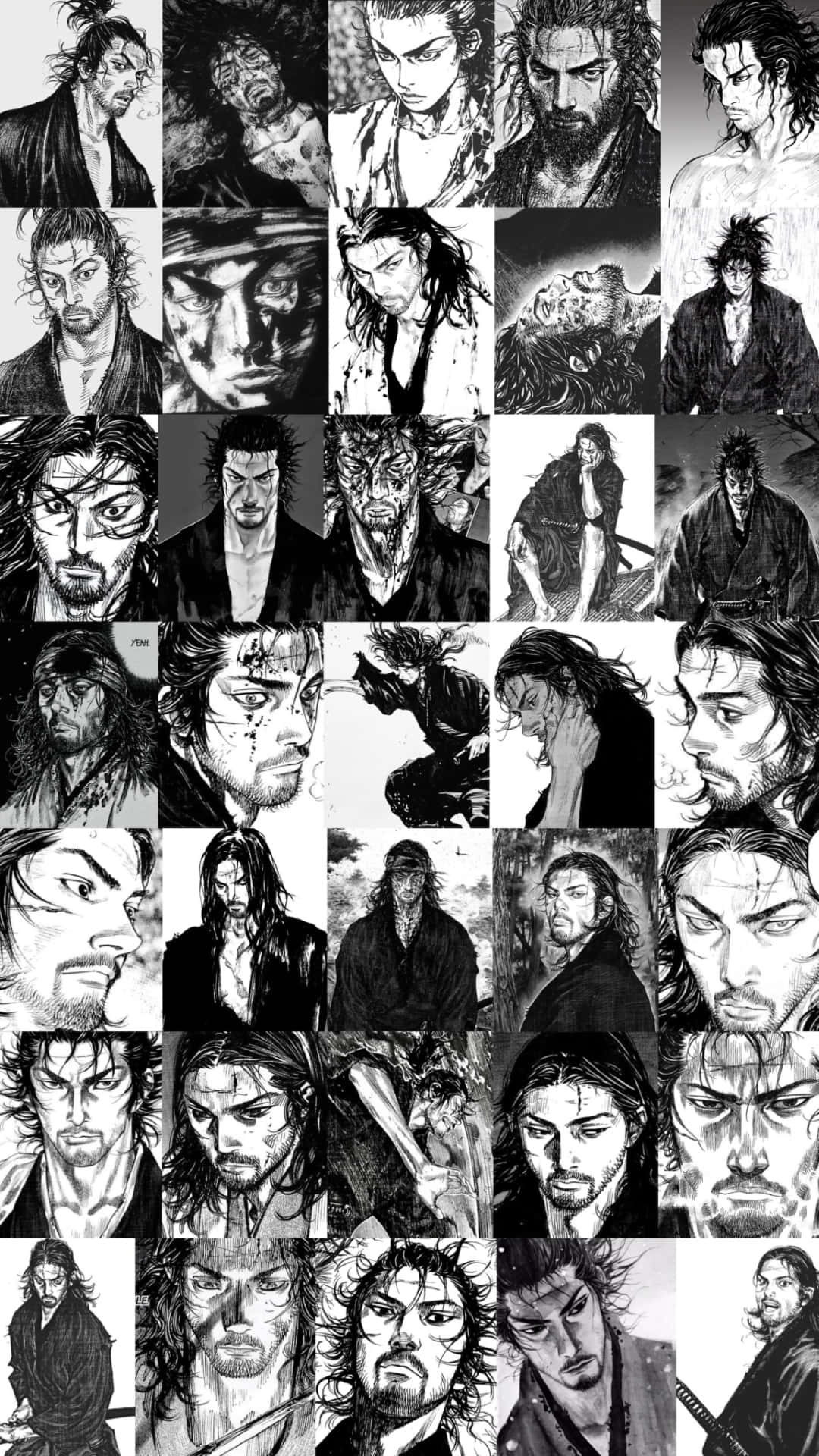 Vagabond Manga Character Collage Background