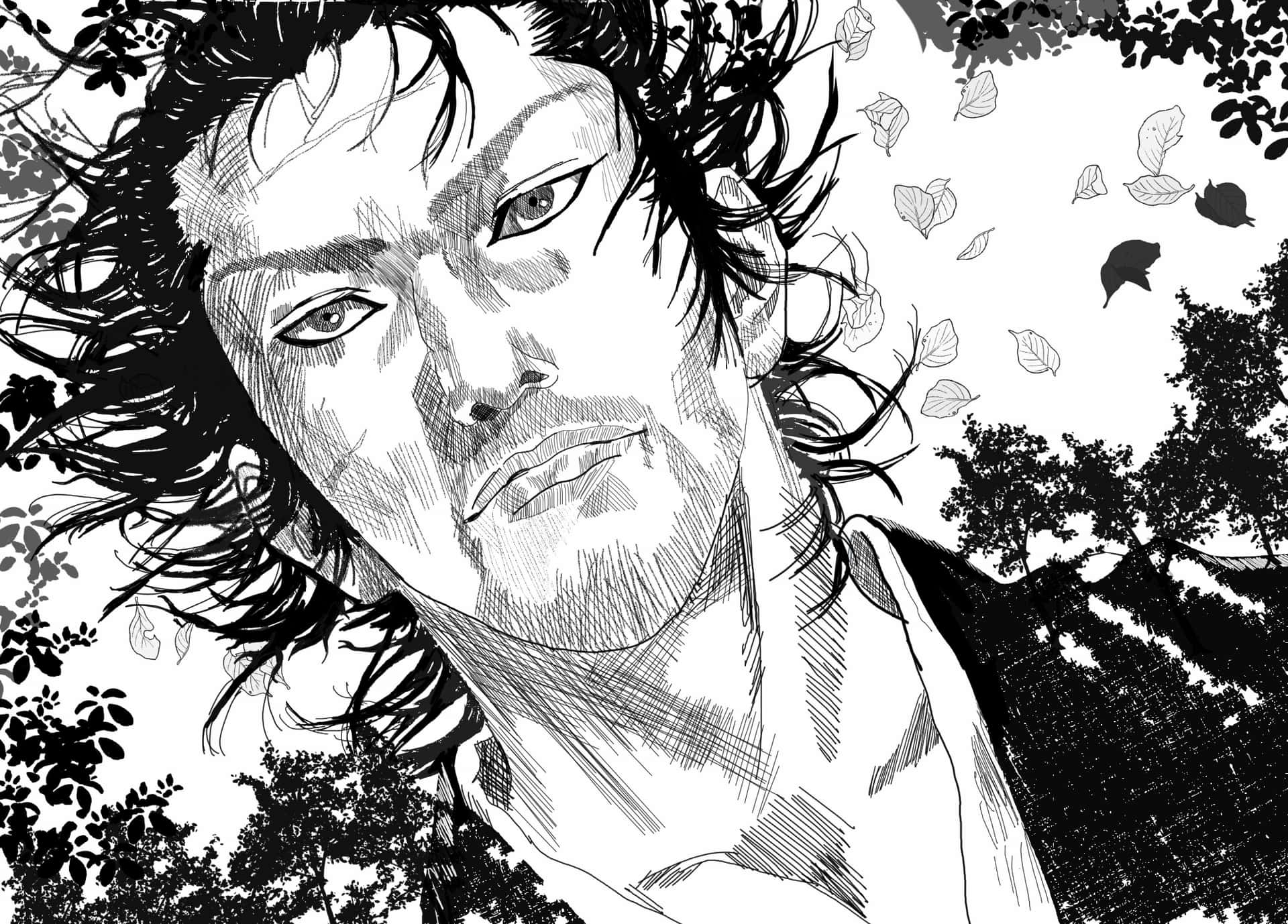 Vagabond Manga Character Portrait Background