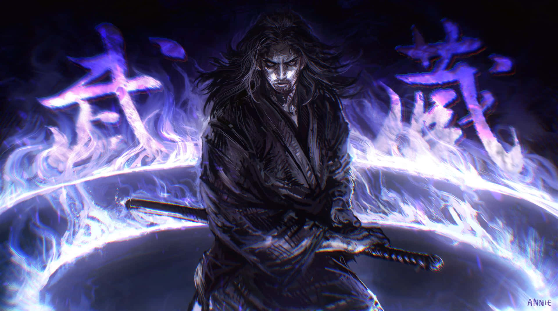 Vagabond Manga Samuraiin Flames Background