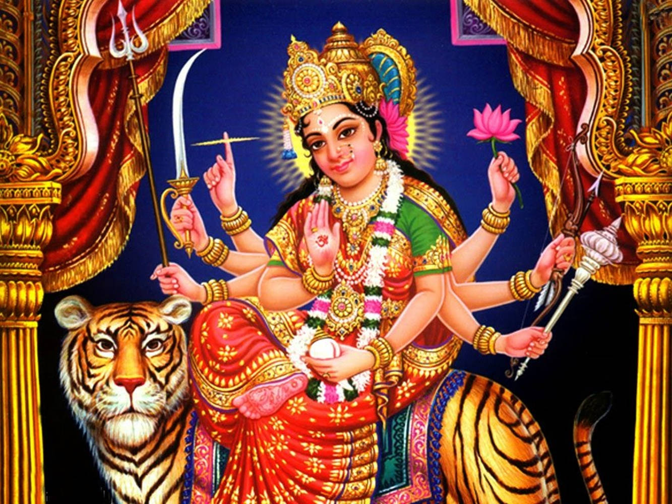 Vaishno Devi With The Om Symbol Background