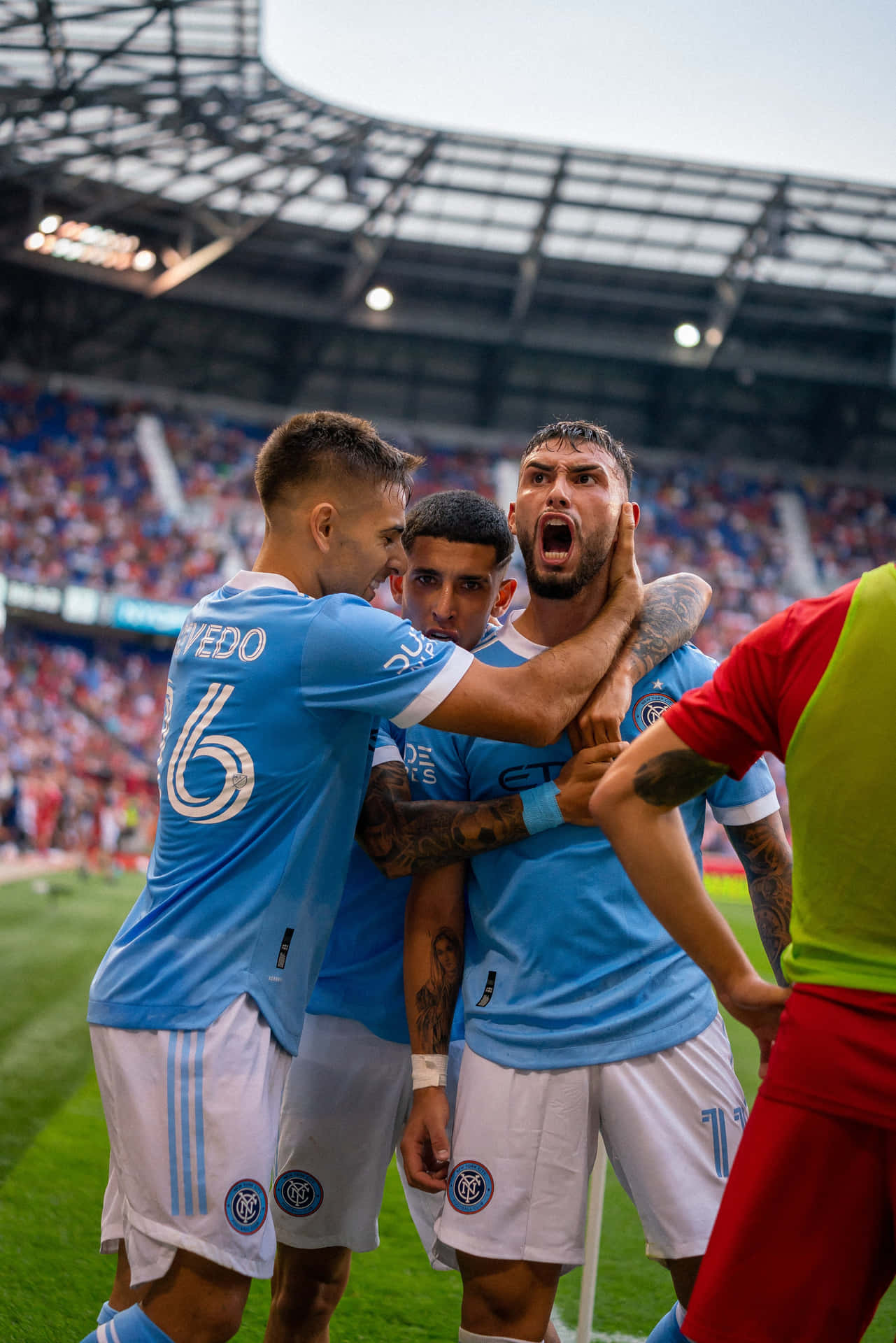 Valentin Castellanos Celebrating With Teammates New York City Fc Background